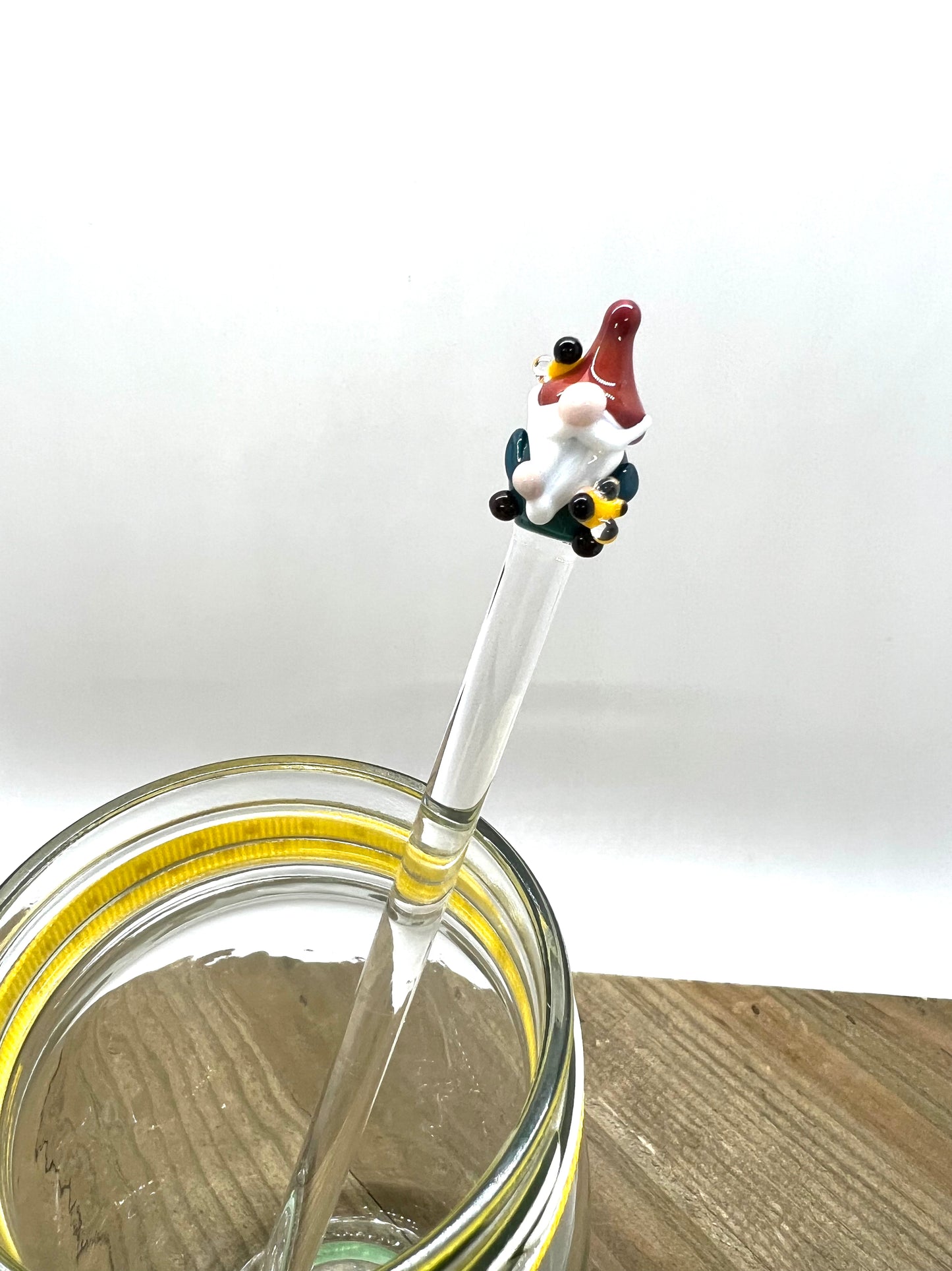 Gnome Bee Keeper with Tiny Bees Honey Drizzle Wand- Dark Teal