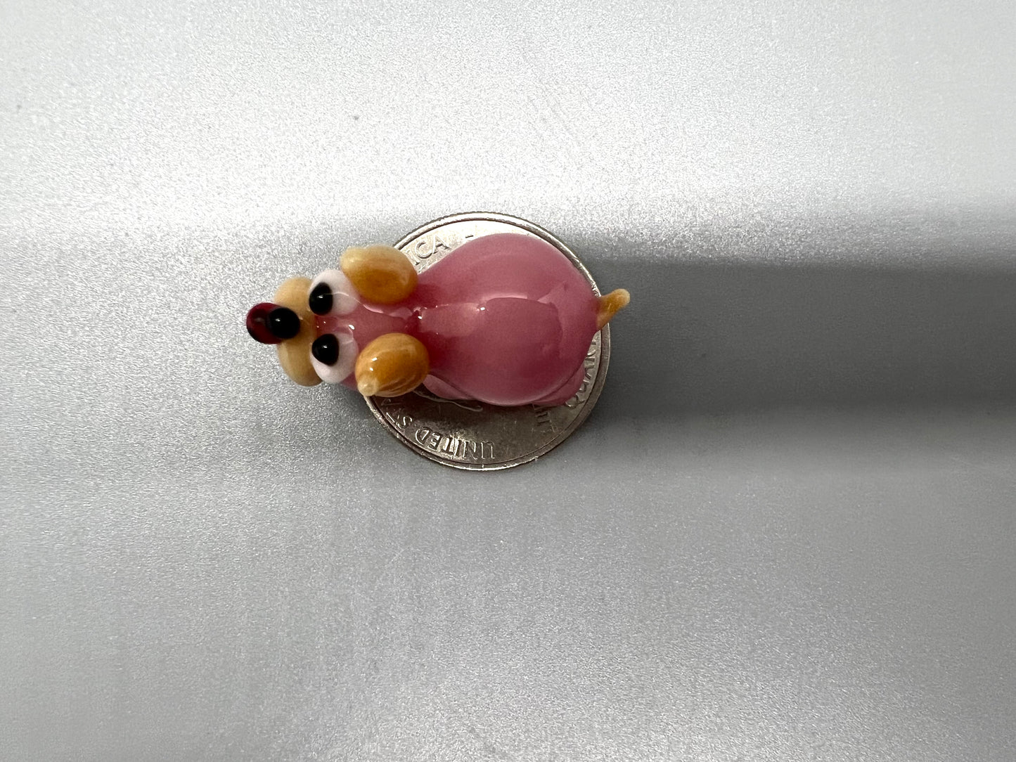Pig with a Ladybug Miniature Glass Figurine