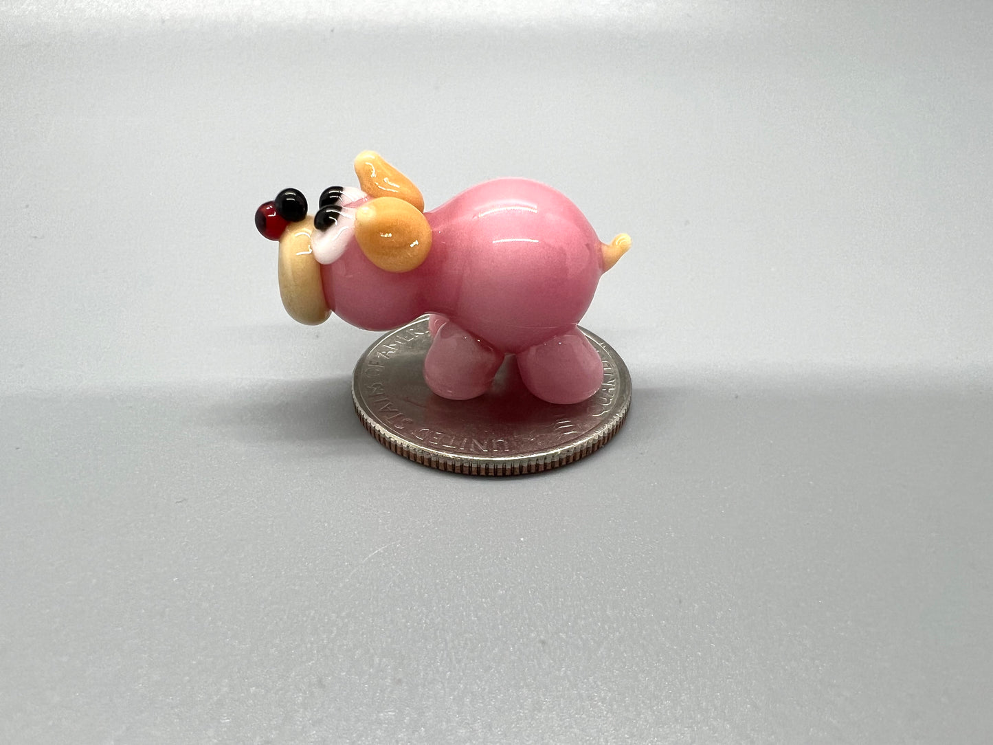 Pig with a Ladybug Miniature Glass Figurine