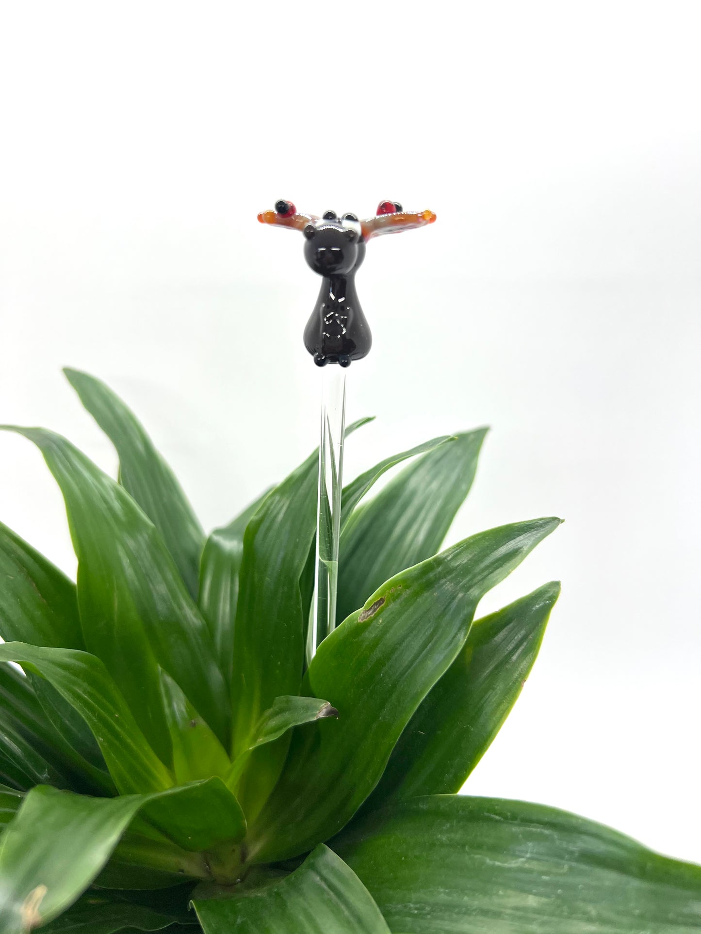 Moose with Ladybugs Glass Plant Stake
