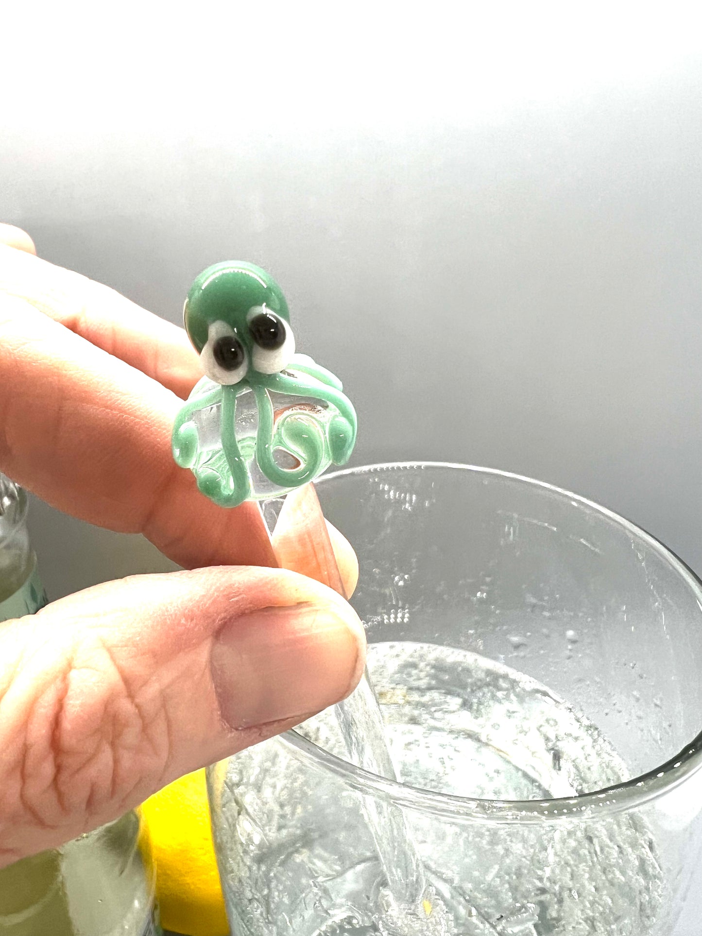 Aqua Octopus Glass Stir Stick- 7.5”