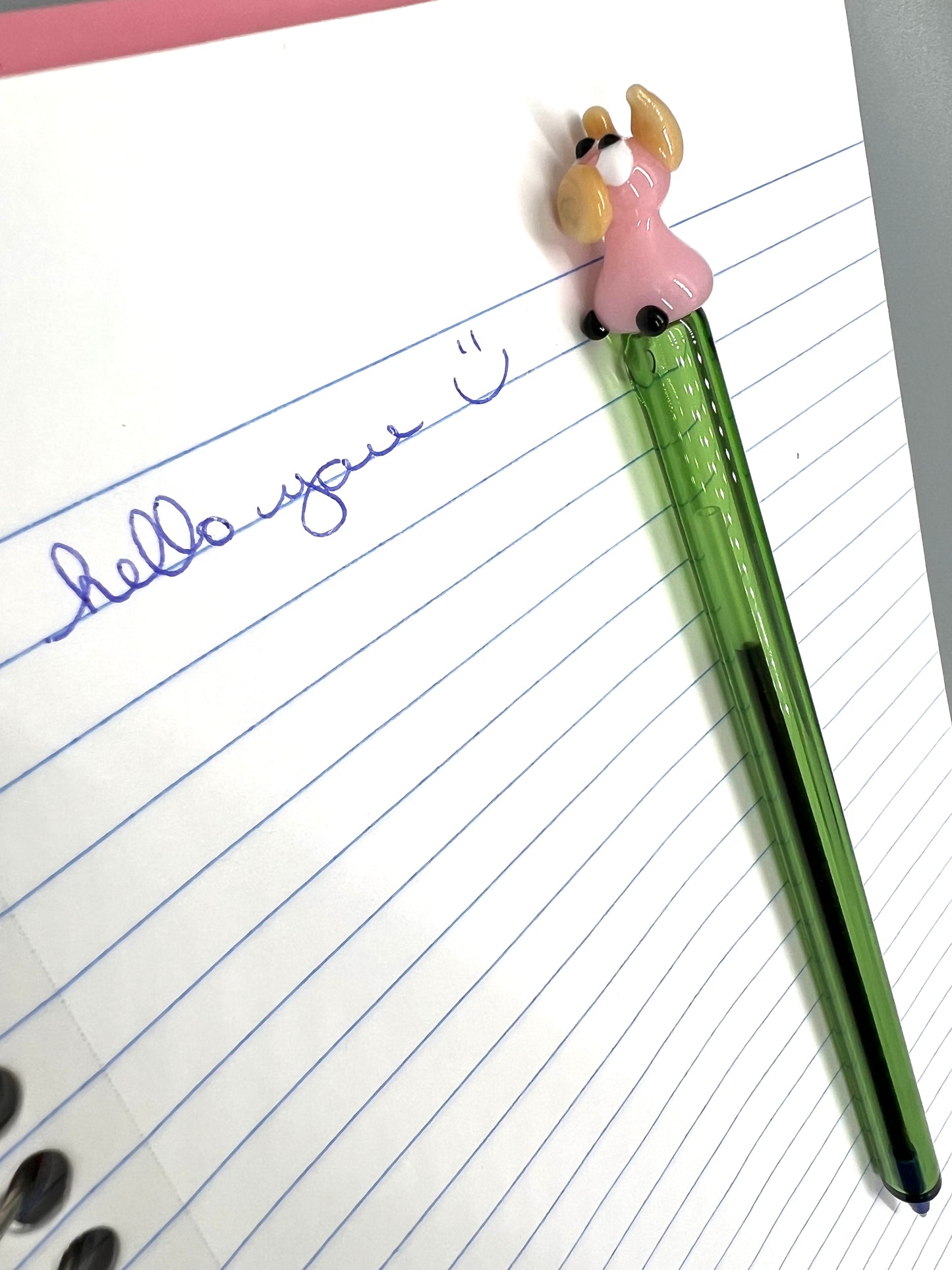 Pig on Green Glass Ink Pen