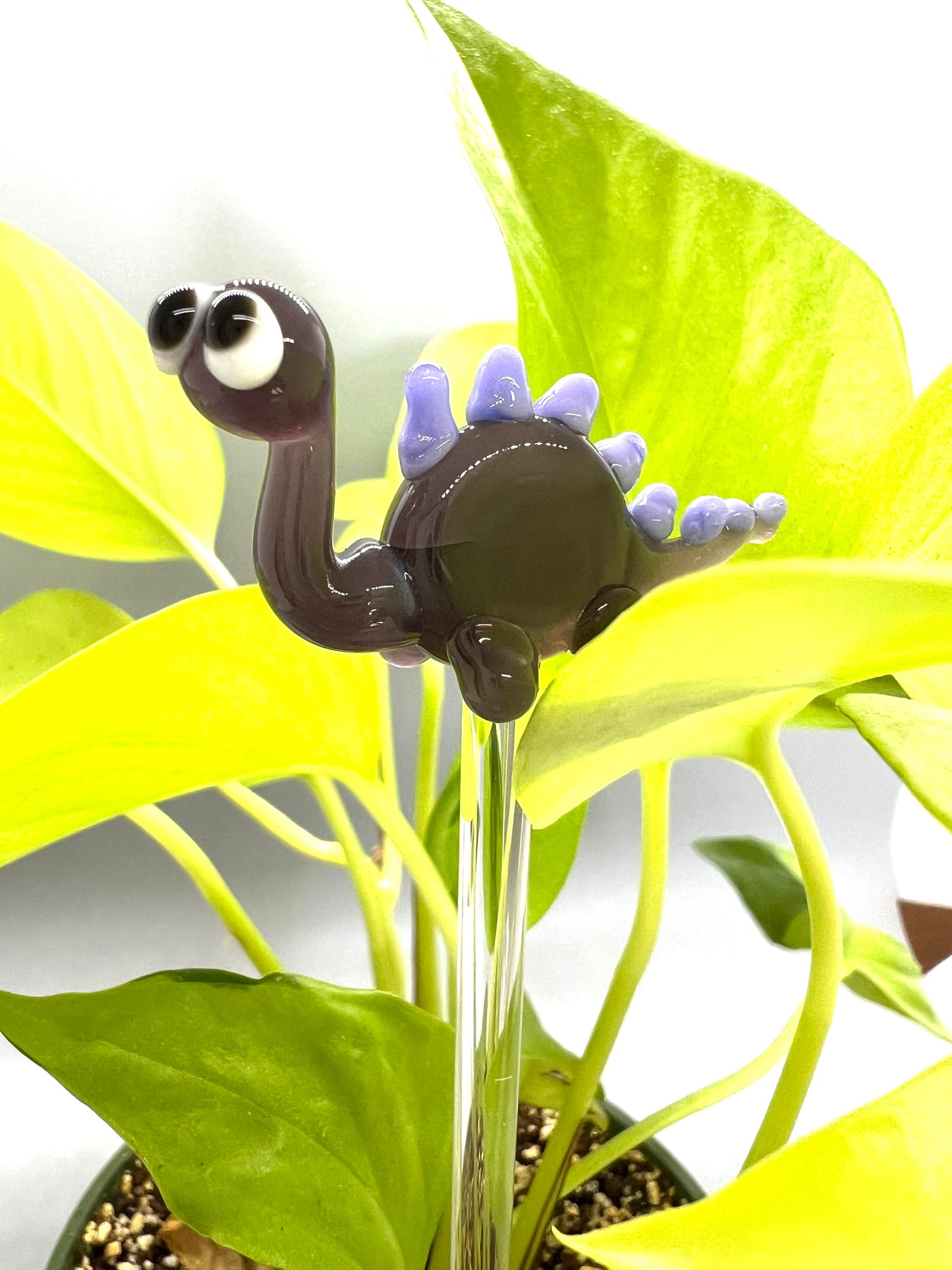 Purple Dinosaur Glass Plant Stake