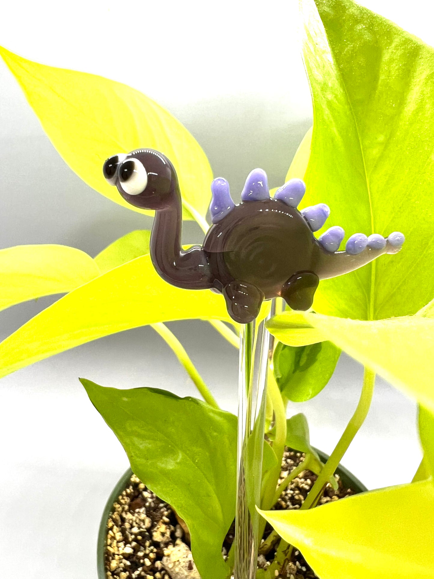 Purple Dinosaur Glass Plant Stake