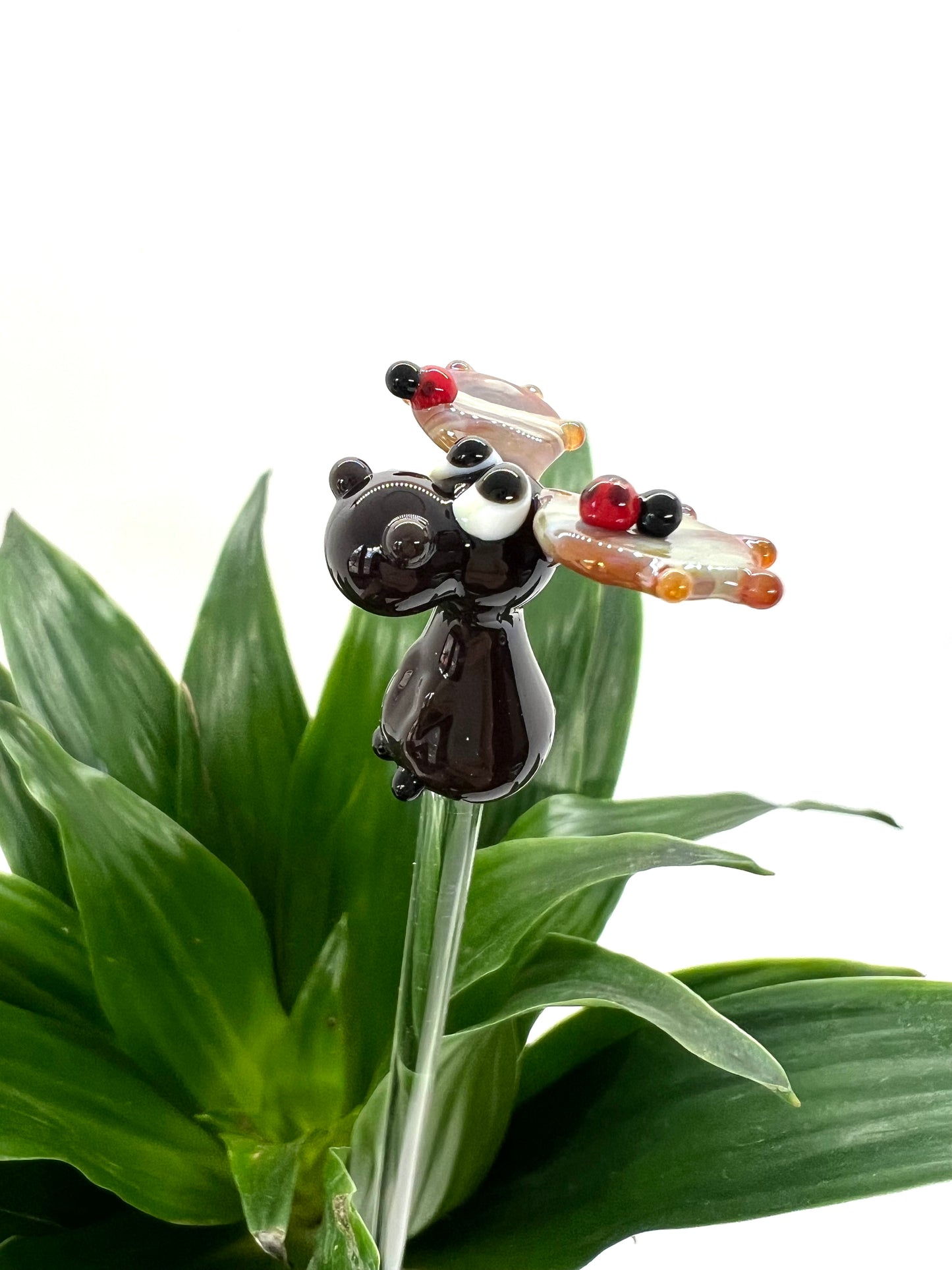 Moose with Ladybugs Glass Plant Stake