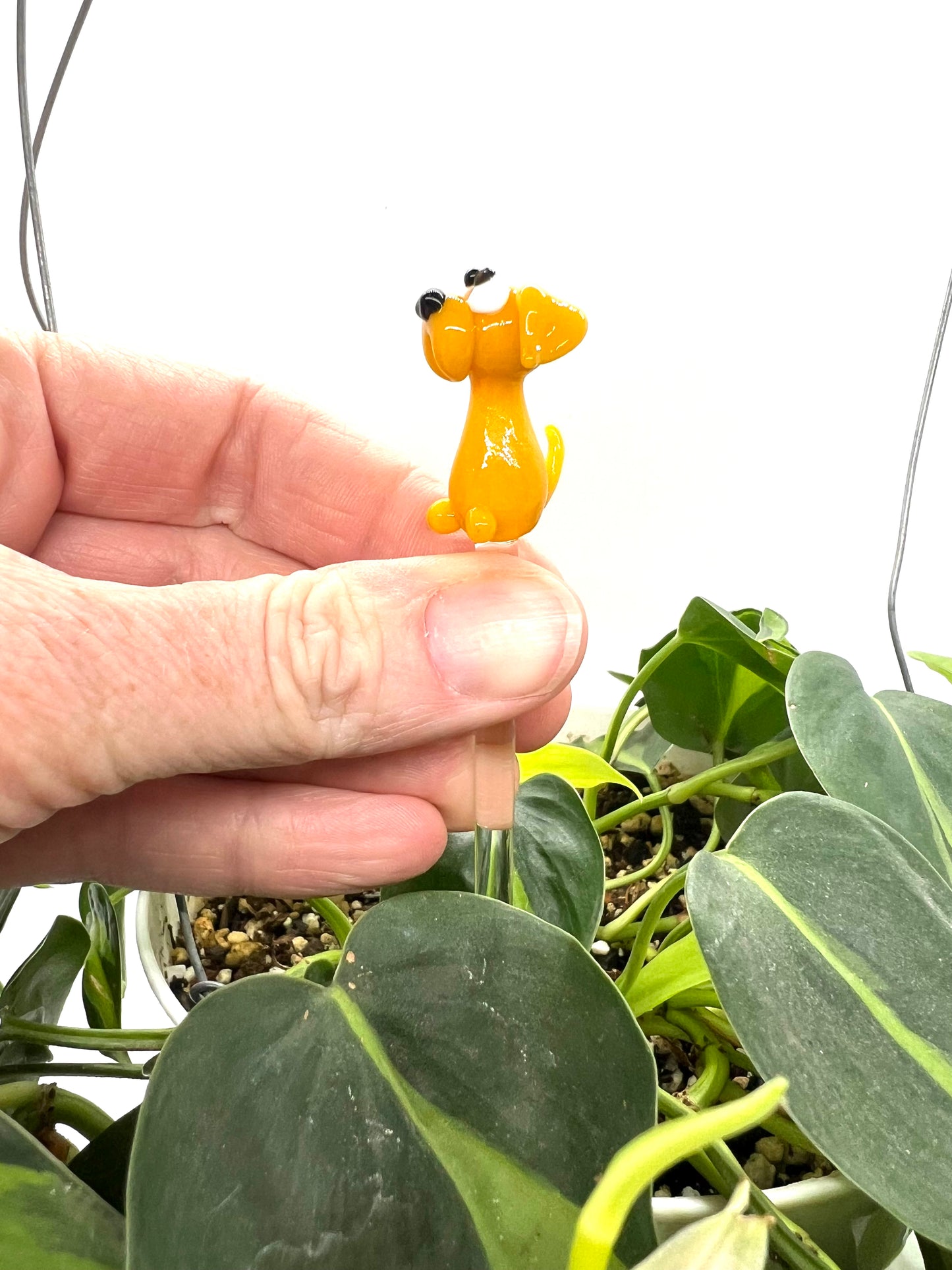 Yellow Dog Glass Plant Stake