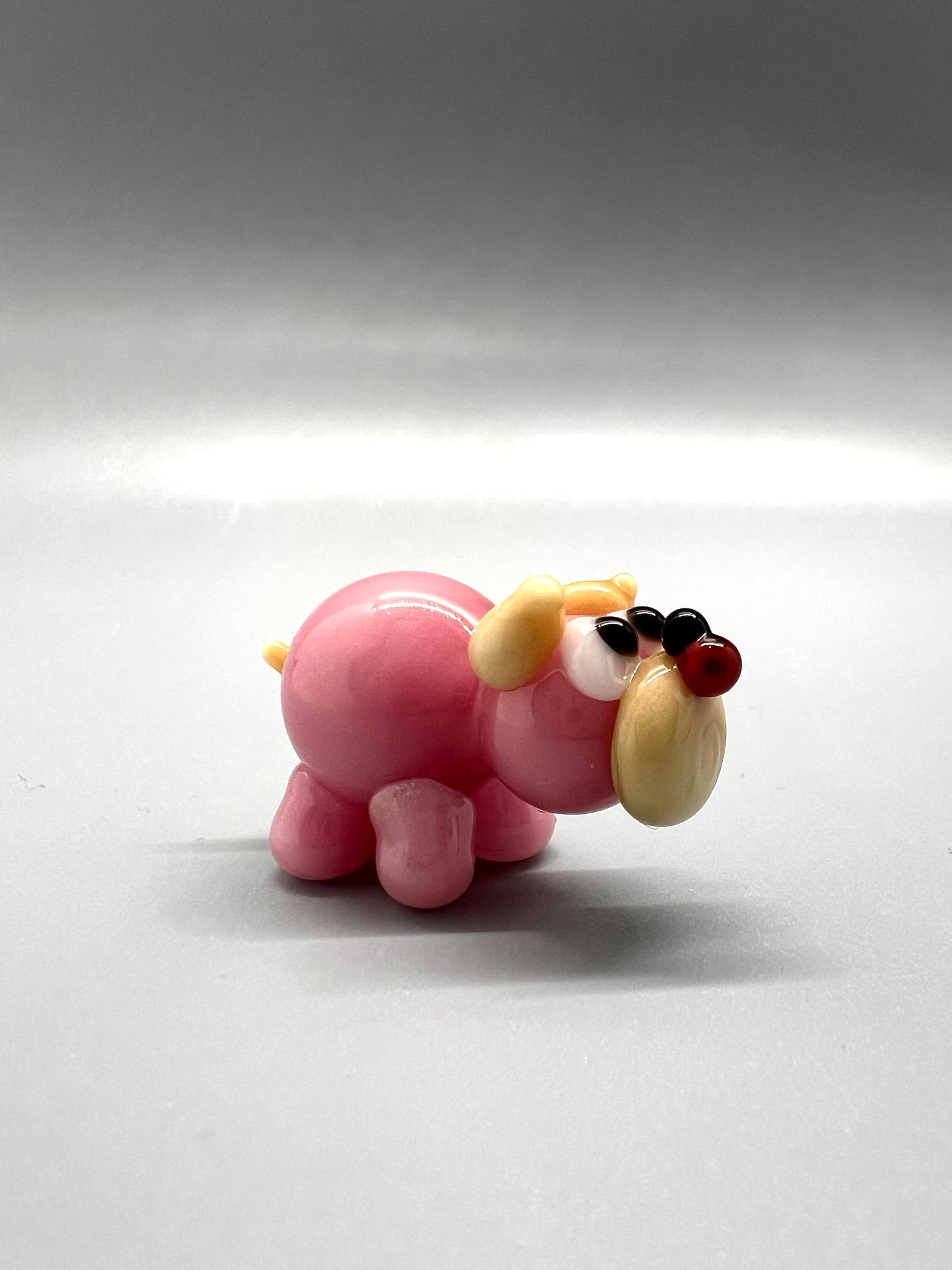 Pig with a Ladybug Miniature Glass Figurine