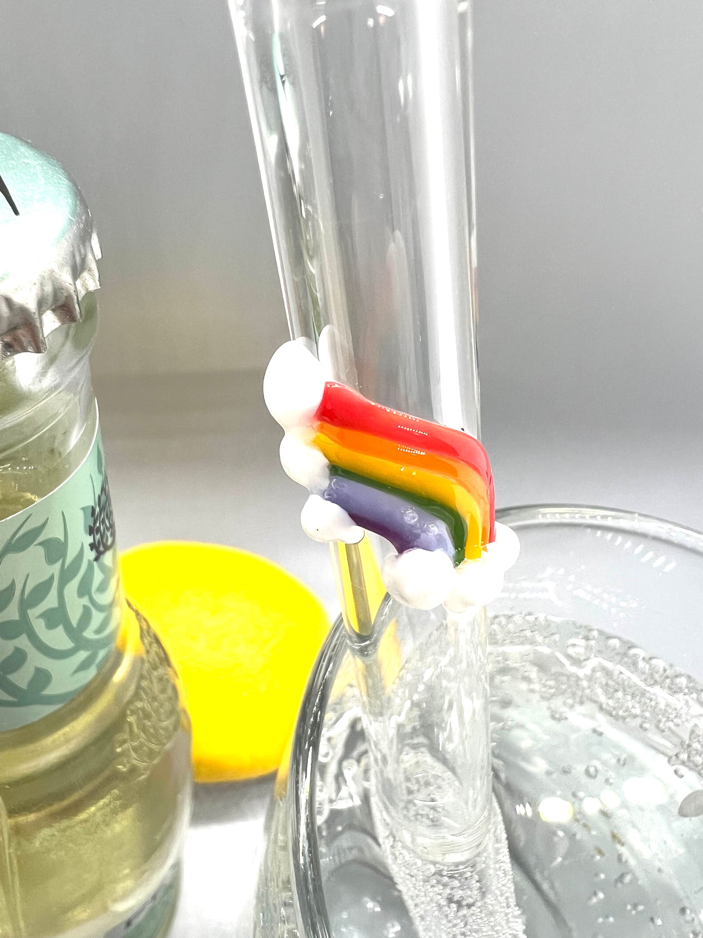 Rainbow Smoothie Straw- Clear Straight 8”