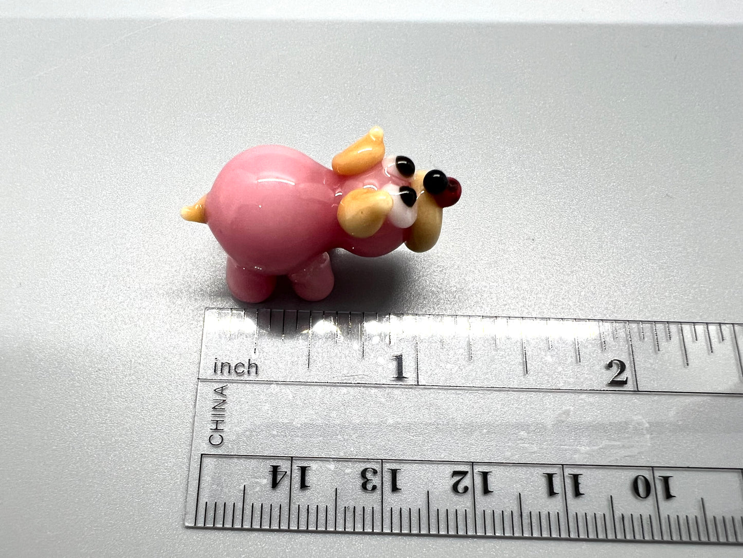 Pig with a Ladybug Miniature Glass Figurine