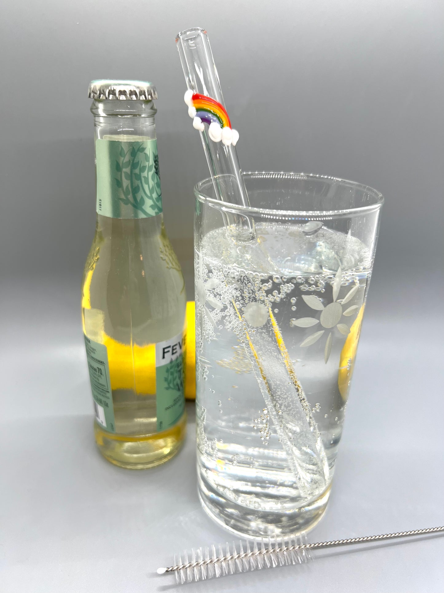 Rainbow Smoothie Straw- Clear Straight 8”