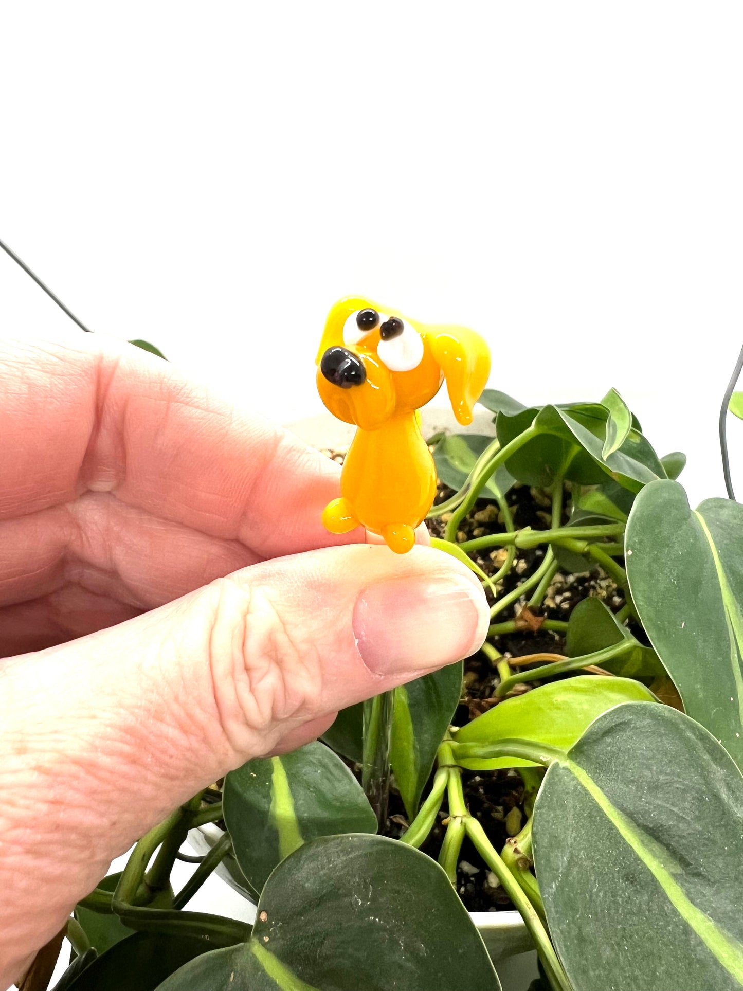 Yellow Dog Glass Plant Stake