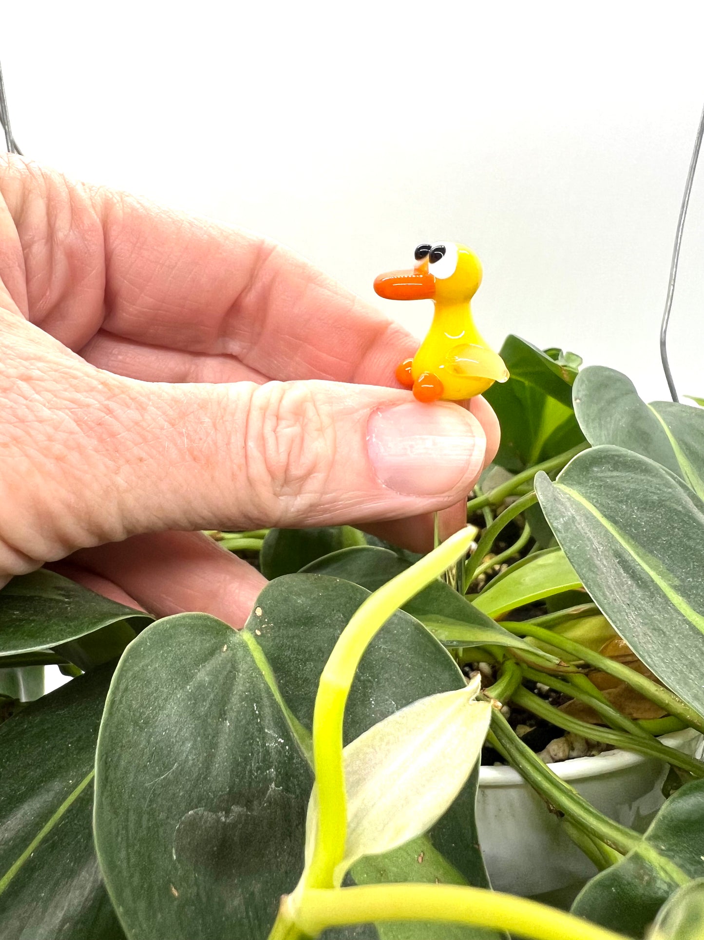 Bright Yellow Duck Glass Plant Stake