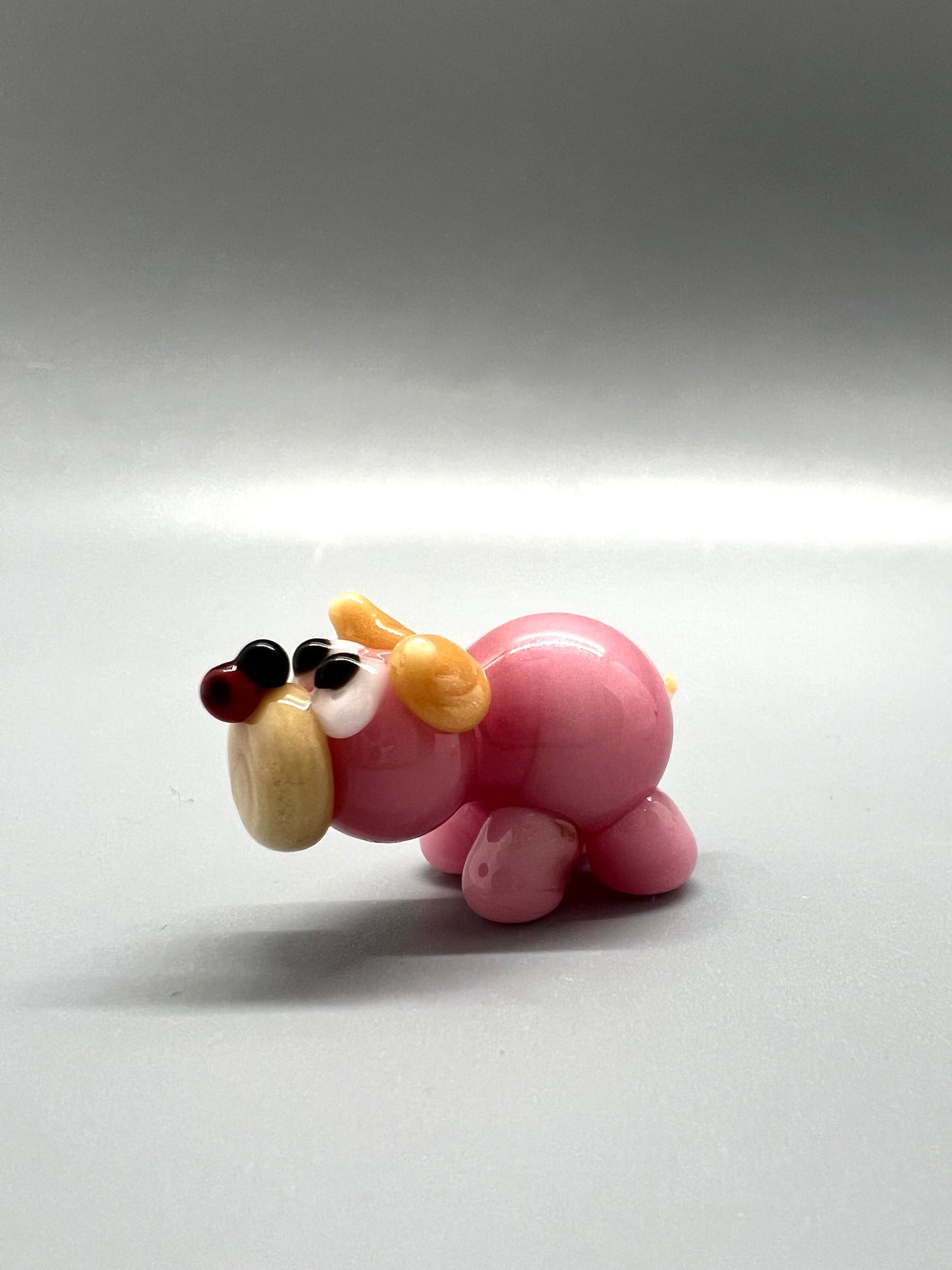 Pig with a Ladybug Miniature Glass Figurine