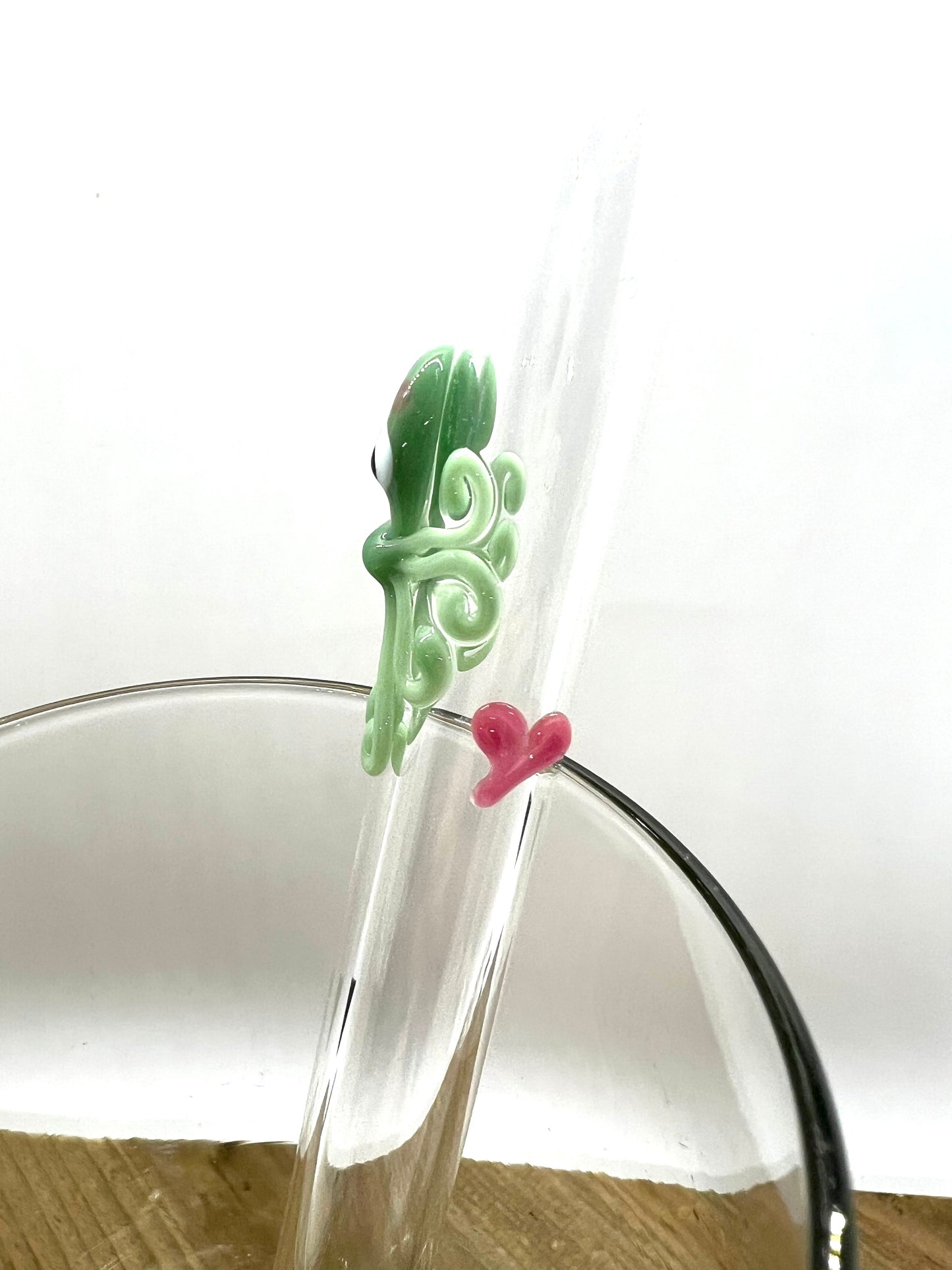 Sage and Pink Octopus Boba Glass Straw