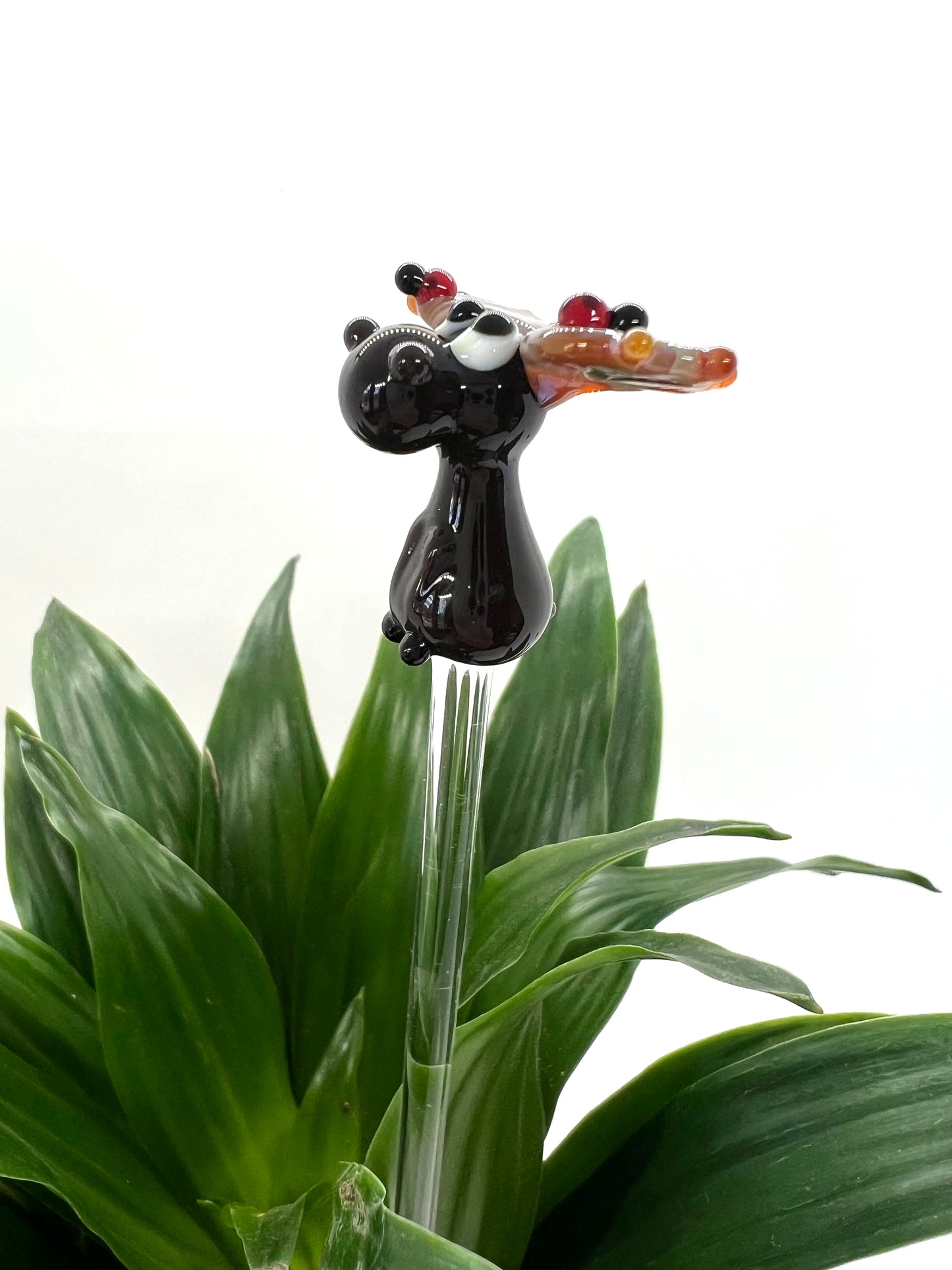 Moose with Ladybugs Glass Plant Stake