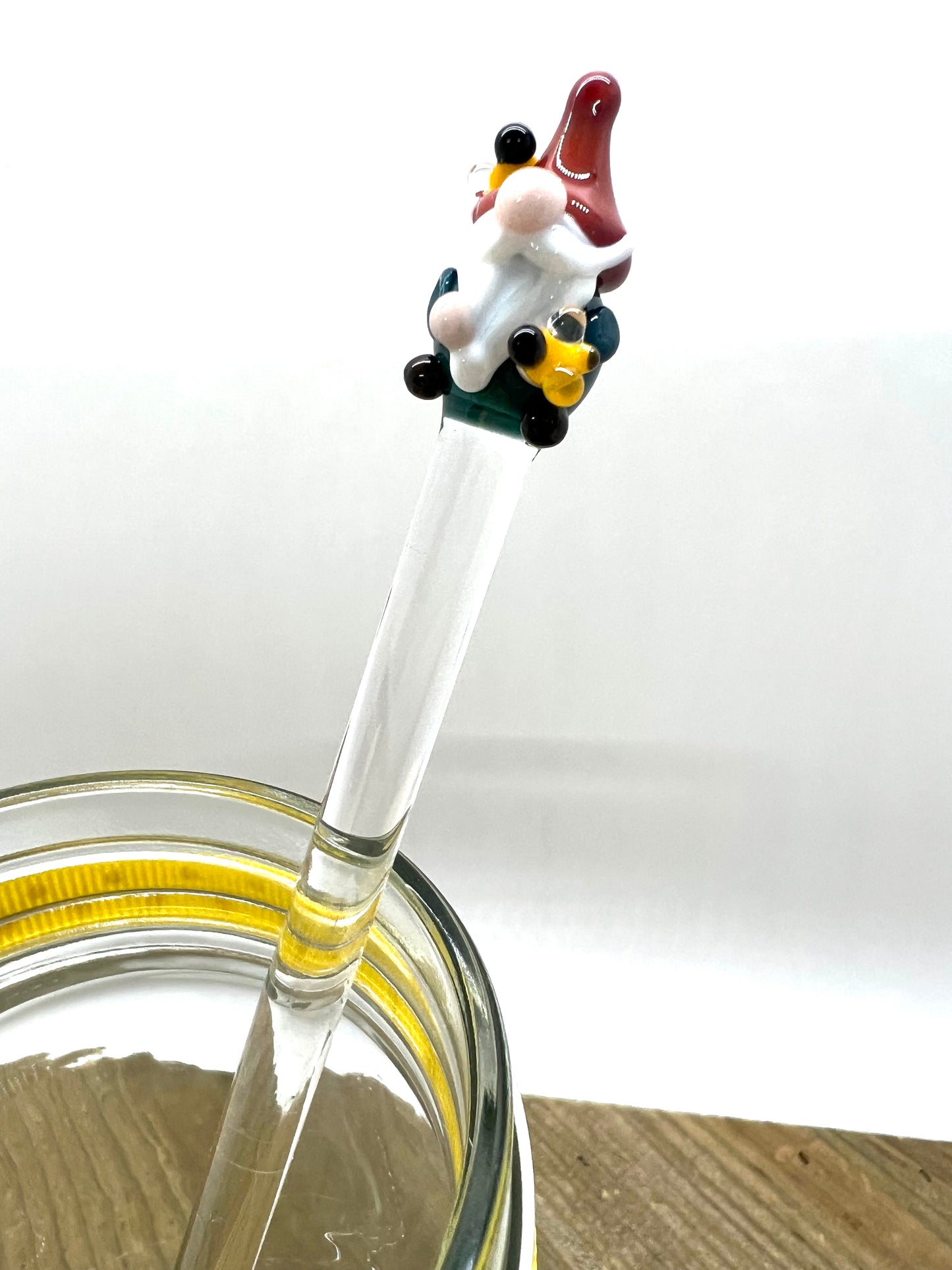Gnome Bee Keeper with Tiny Bees Honey Drizzle Wand- Dark Teal