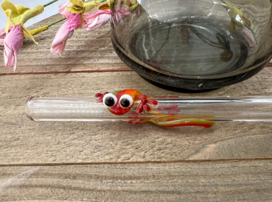 Striped Gecko Smoothie Straw