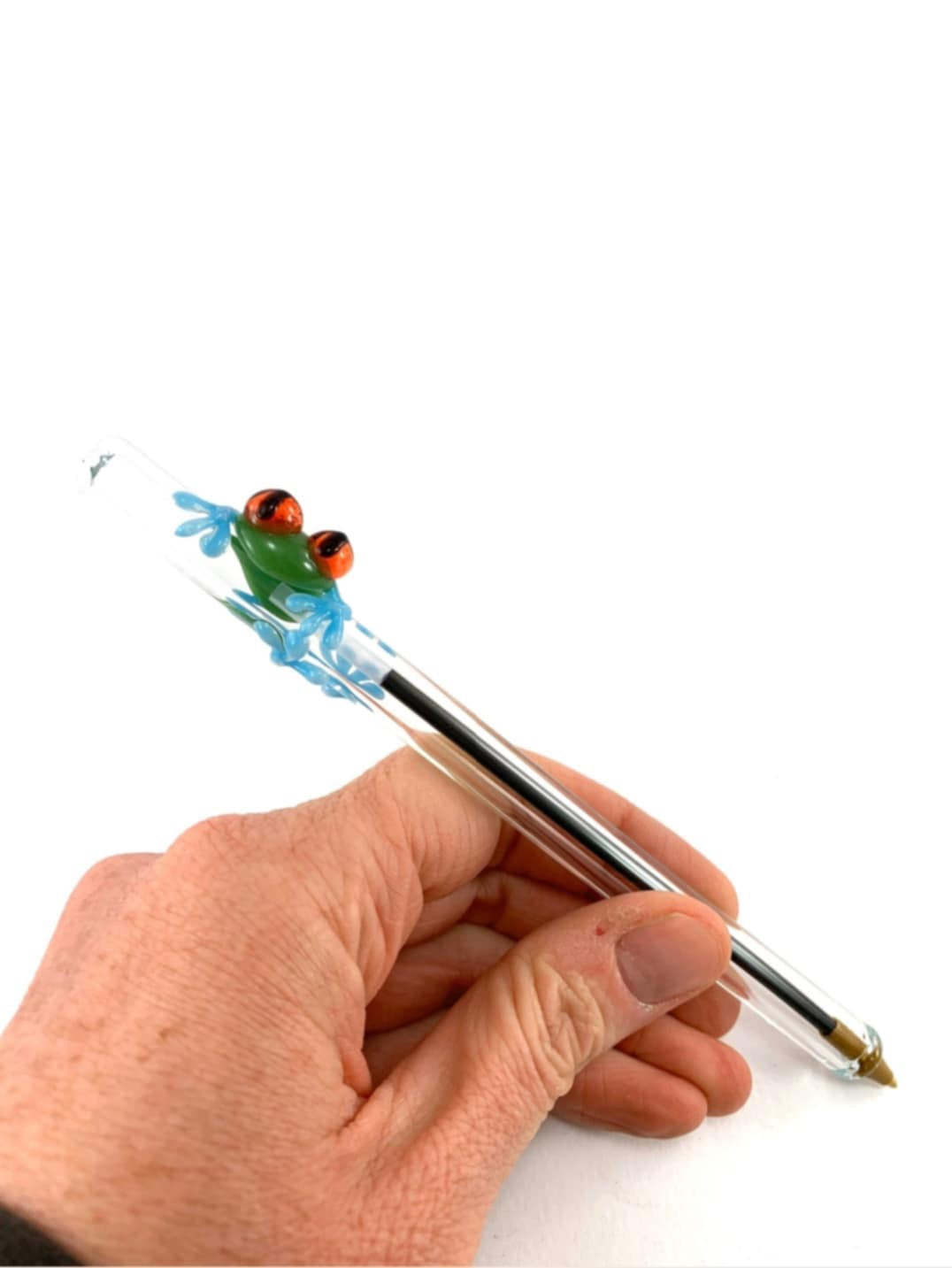 Tree Frog on Clear Glass Ink Pen
