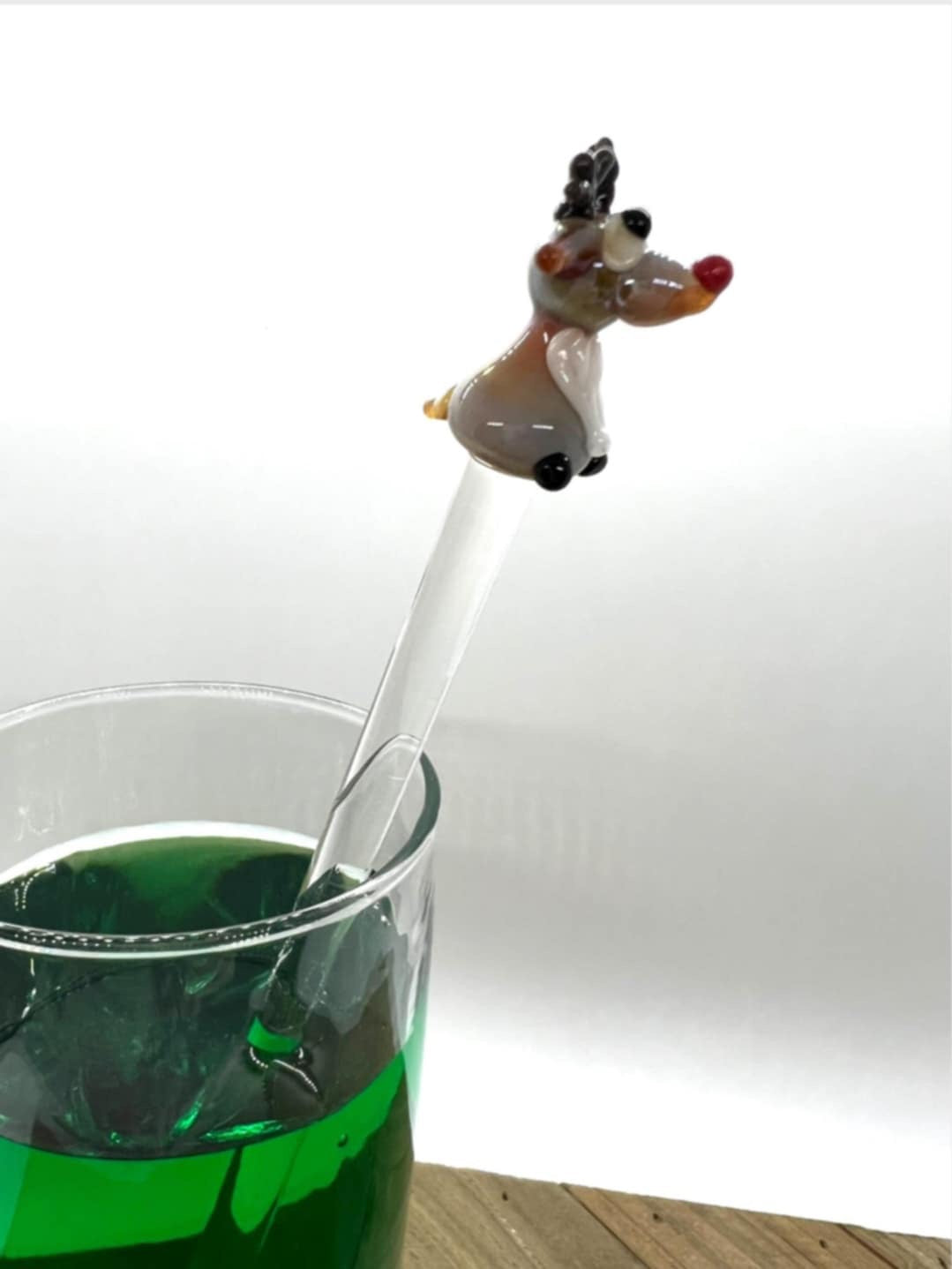 Reindeer Glass Stir Stick- 7” long