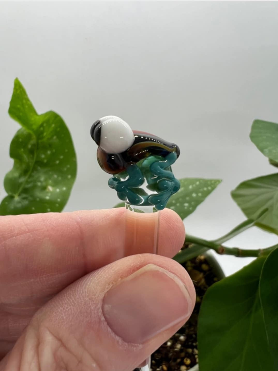 Rainbow Frog Glass Plant Stake