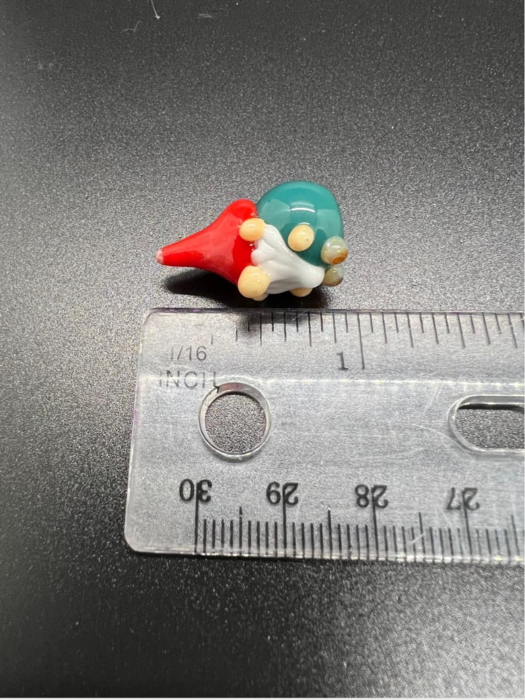 Tiny Glass Gnome Figurine- Teal Shirt