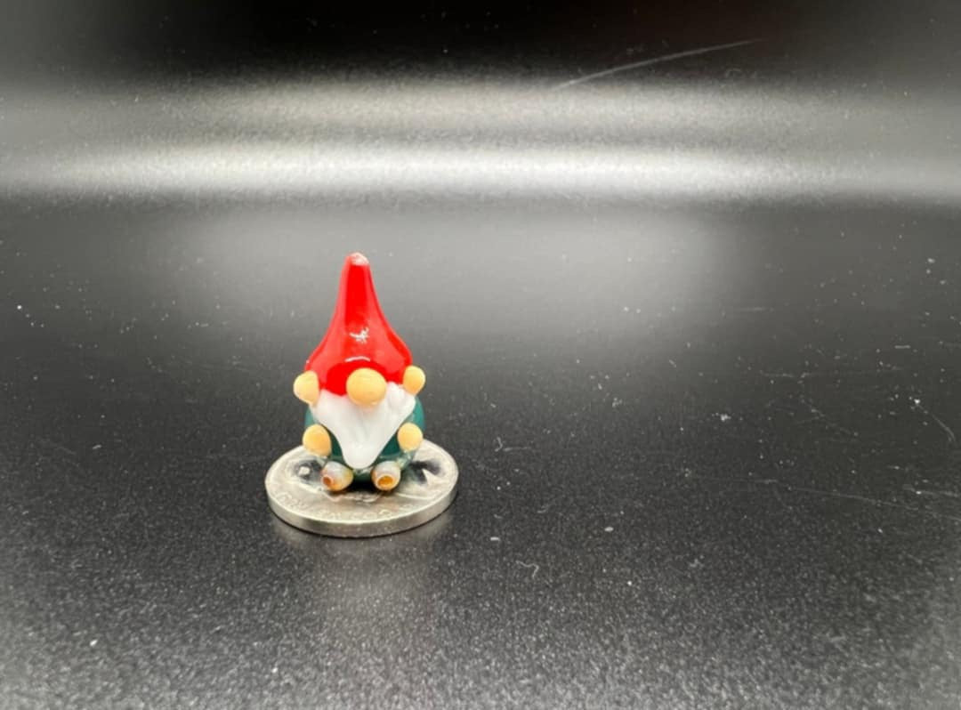 Tiny Glass Gnome Figurine- Teal Shirt