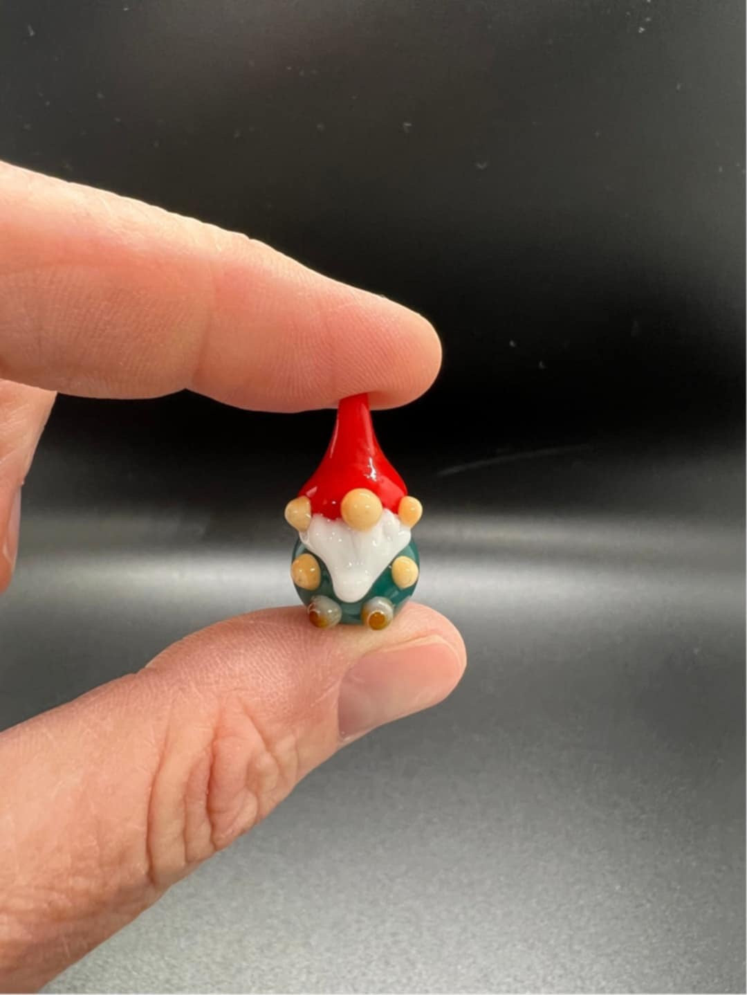Tiny Glass Gnome Figurine- Teal Shirt