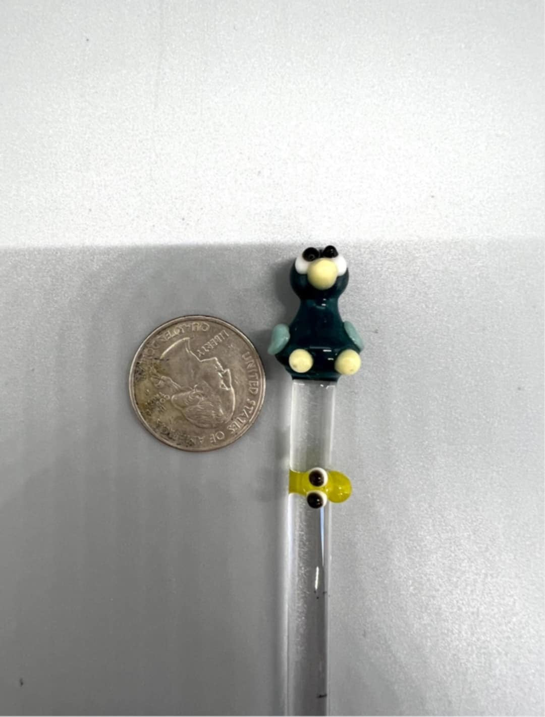 Teal Bird and Caterpillar Plant Stake