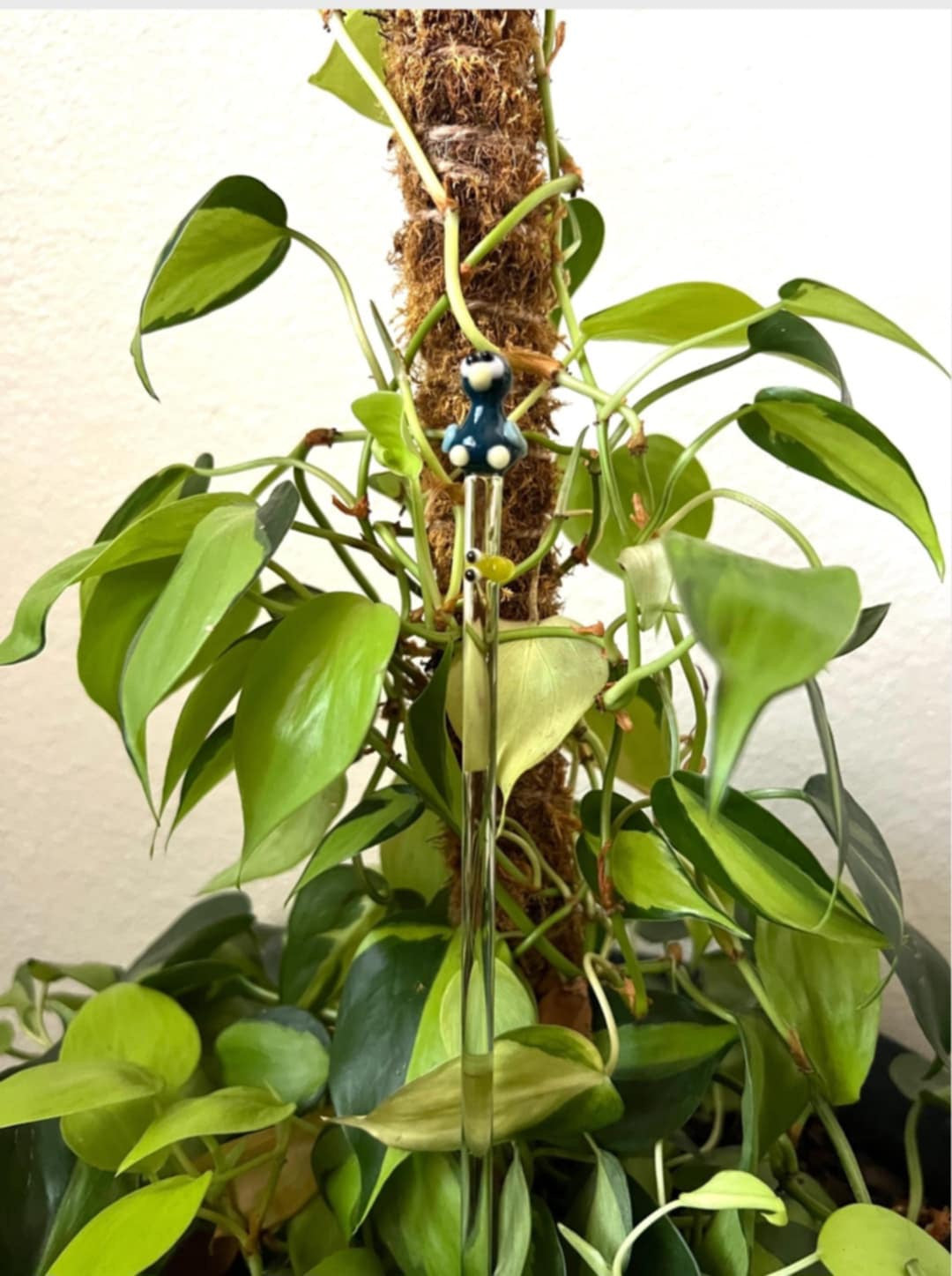 Teal Bird and Caterpillar Plant Stake