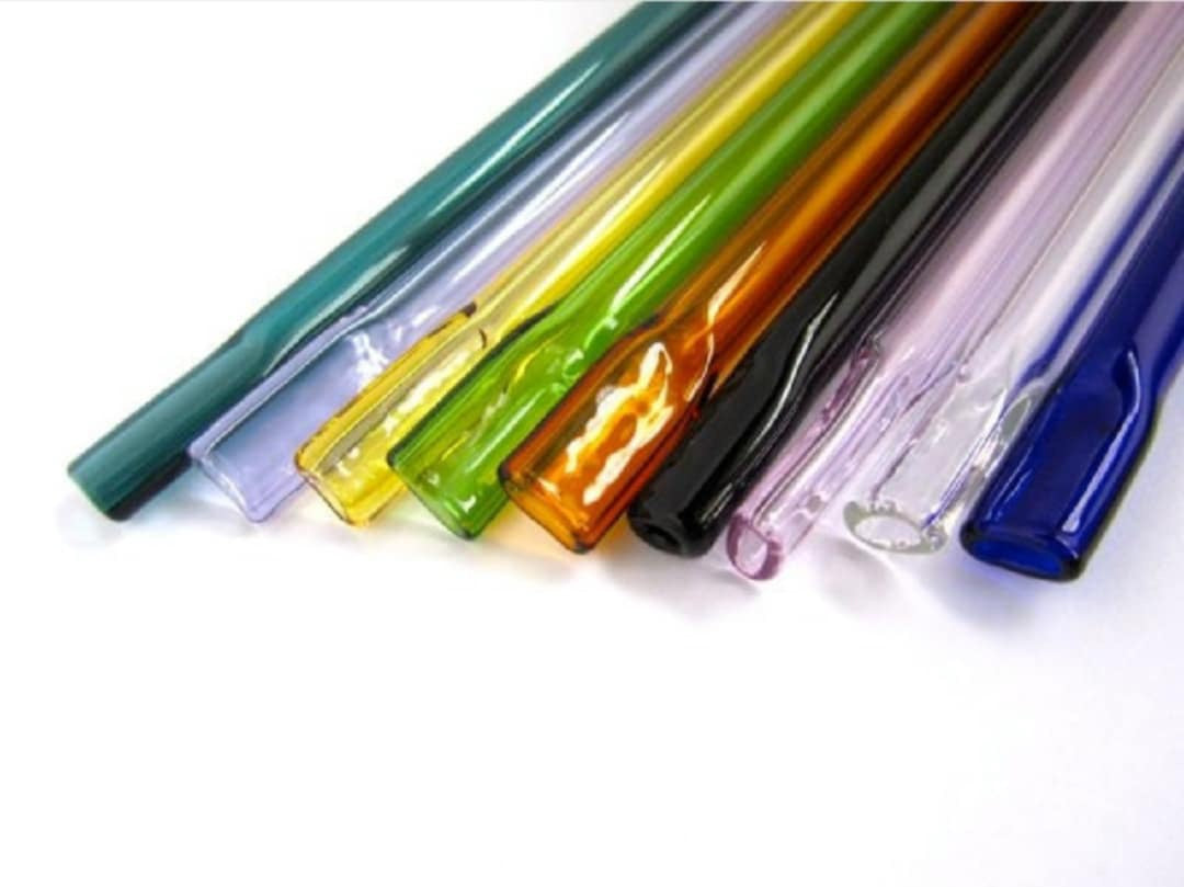 Pinched Straight Color Glass Straw