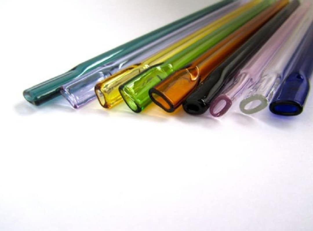 Pinched Straight Color Glass Straw