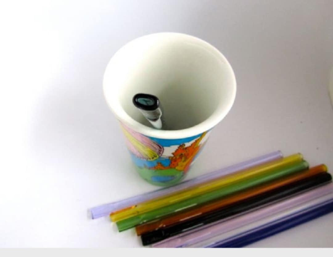 Pinched Straight Color Glass Straw