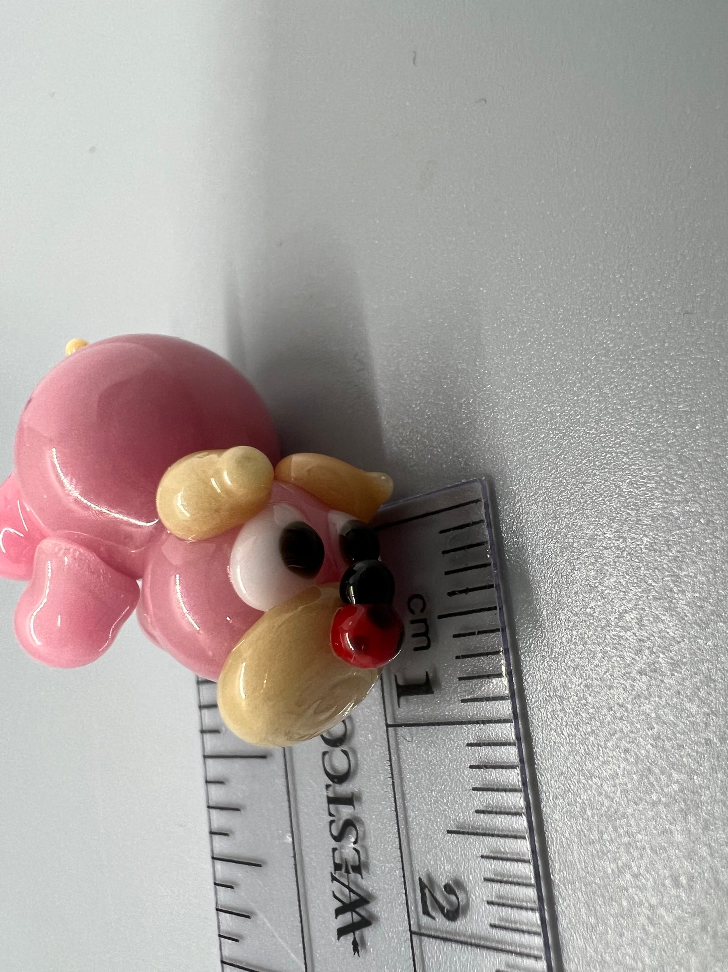 Pig with a Ladybug Miniature Glass Figurine