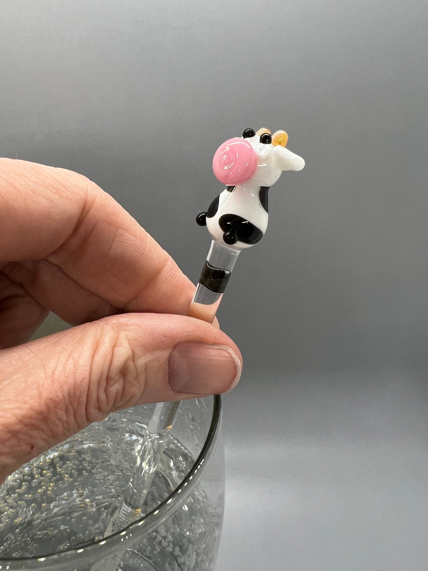 Cow Glass Stir Stick- 7.5”
