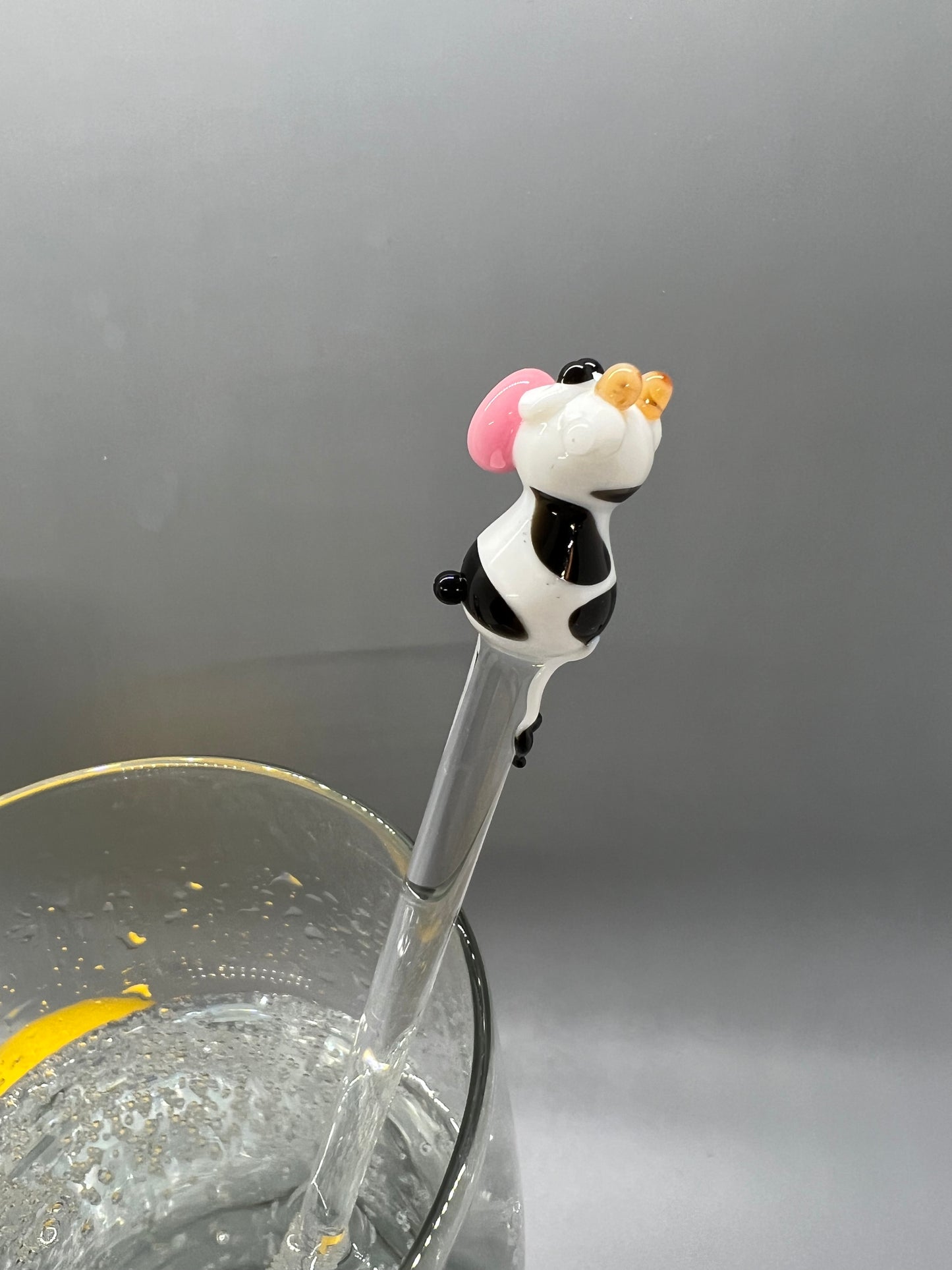 Cow Glass Stir Stick- 7.5”