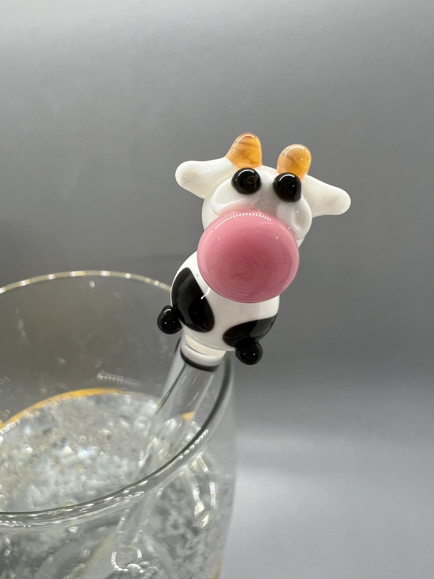 Cow Glass Stir Stick- 7.5”