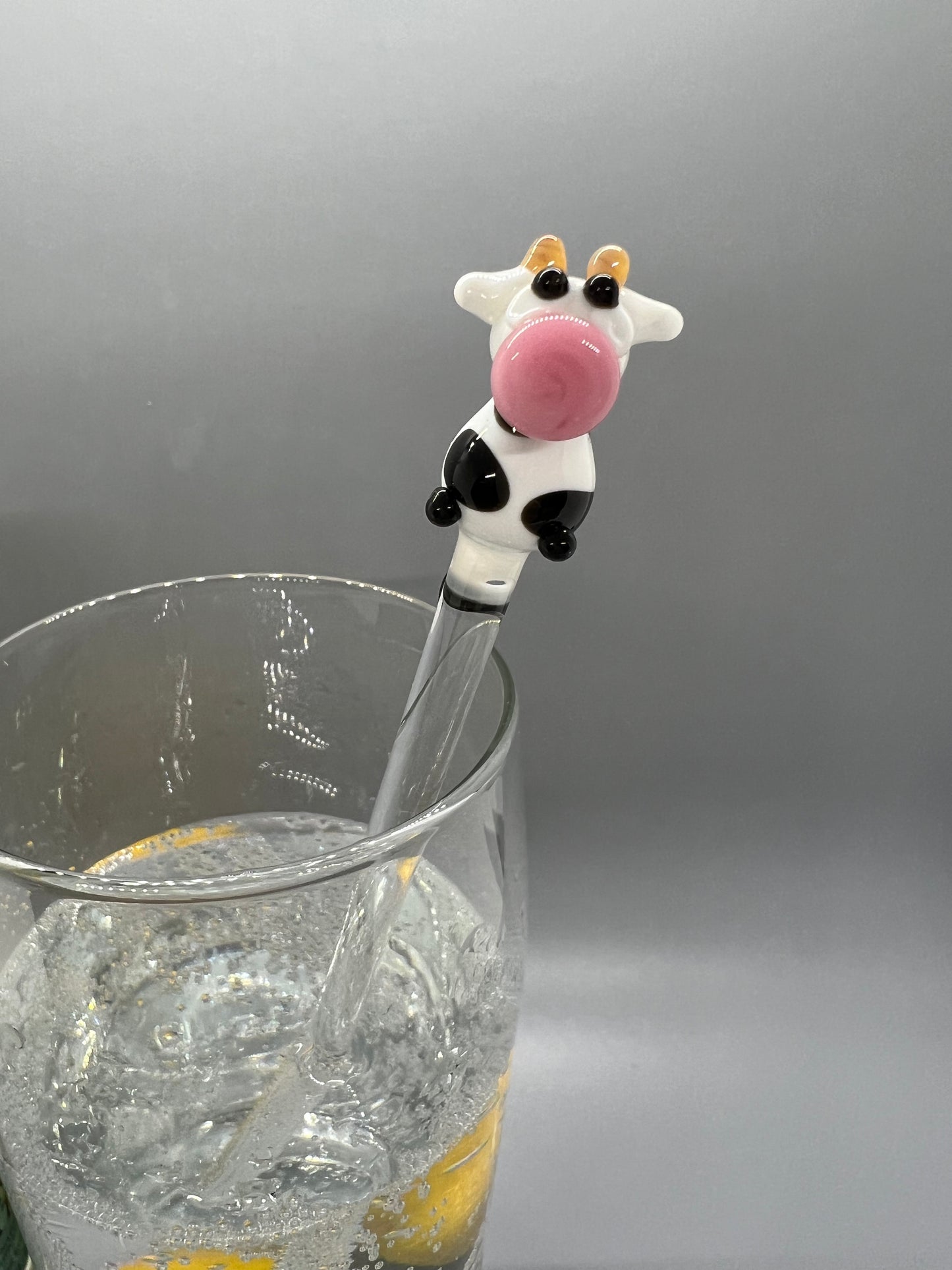 Cow Glass Stir Stick- 7.5”