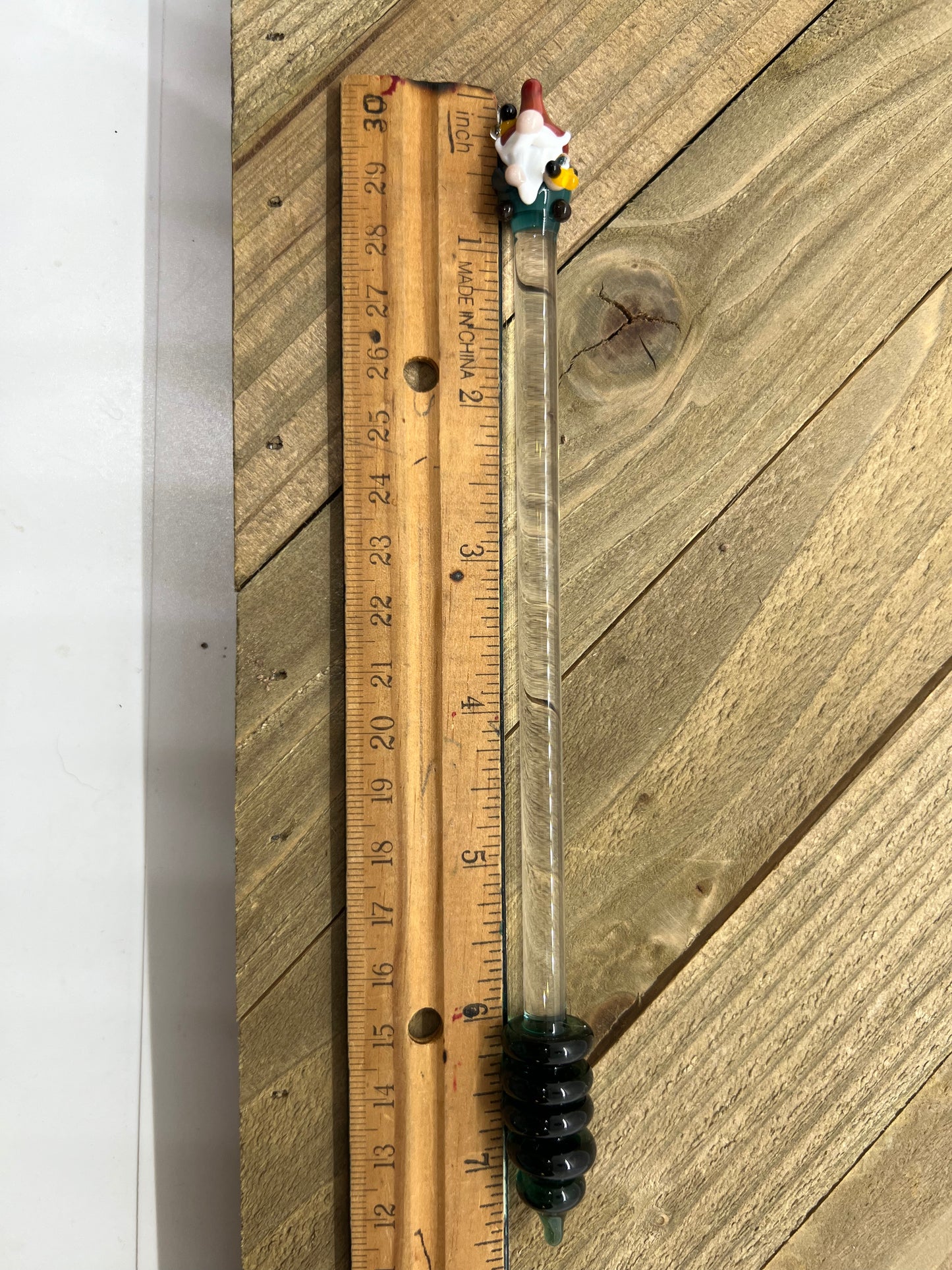 Gnome Bee Keeper with Tiny Bees Honey Drizzle Wand- Dark Teal