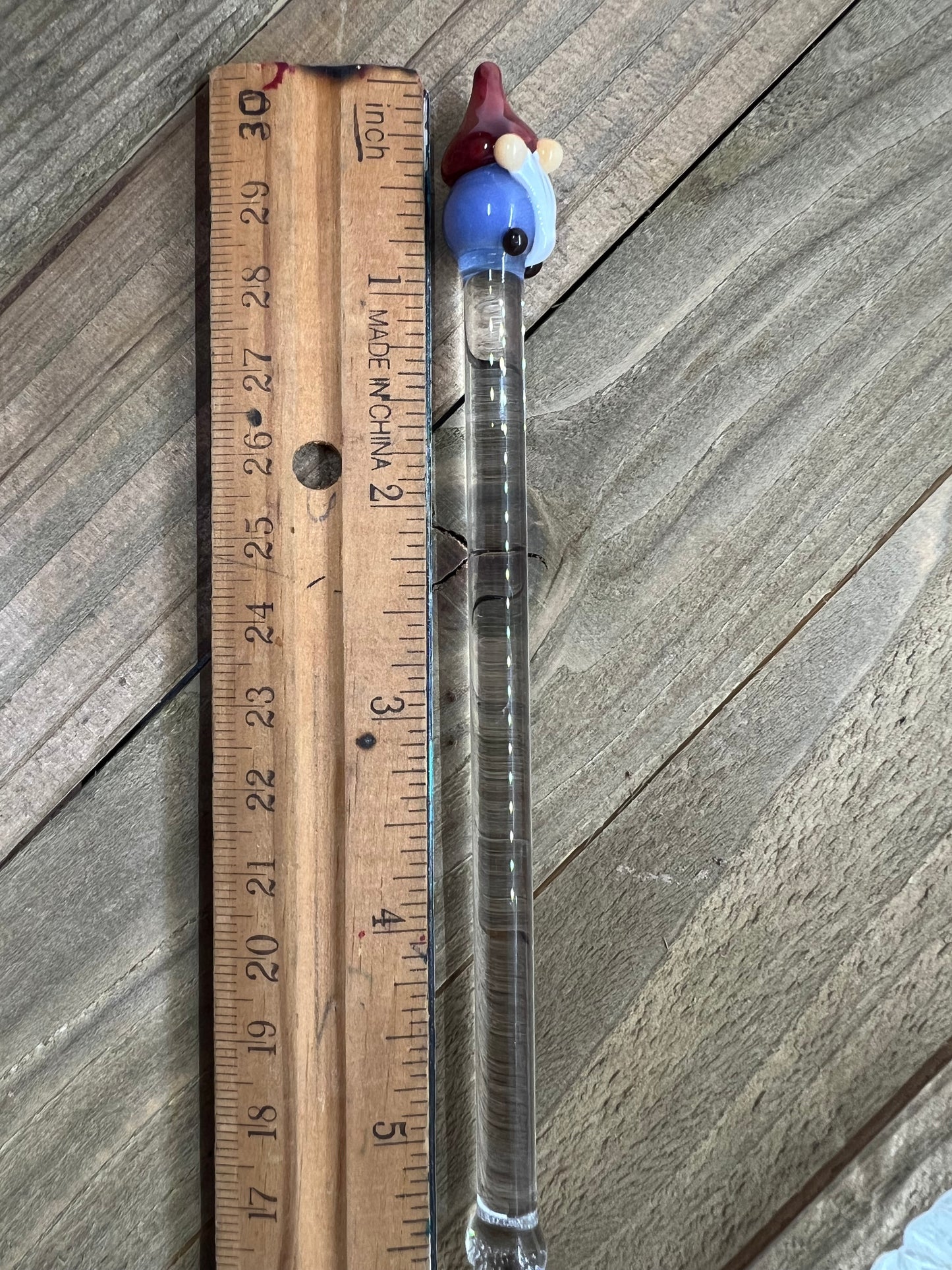 Blue Gnome Glass Stir Stick