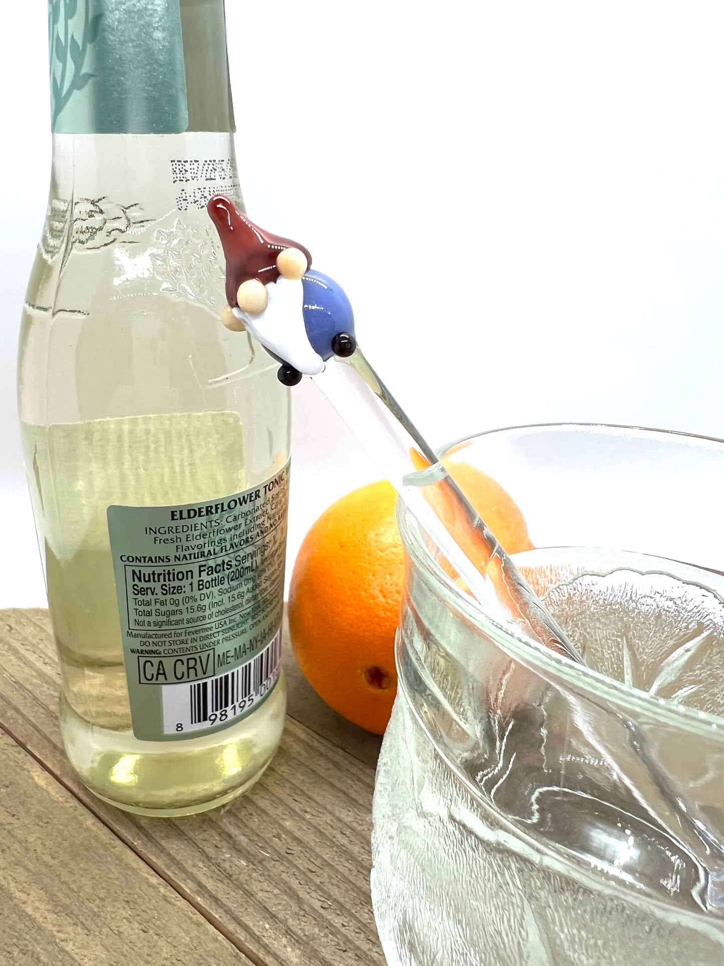 Blue Gnome Glass Stir Stick