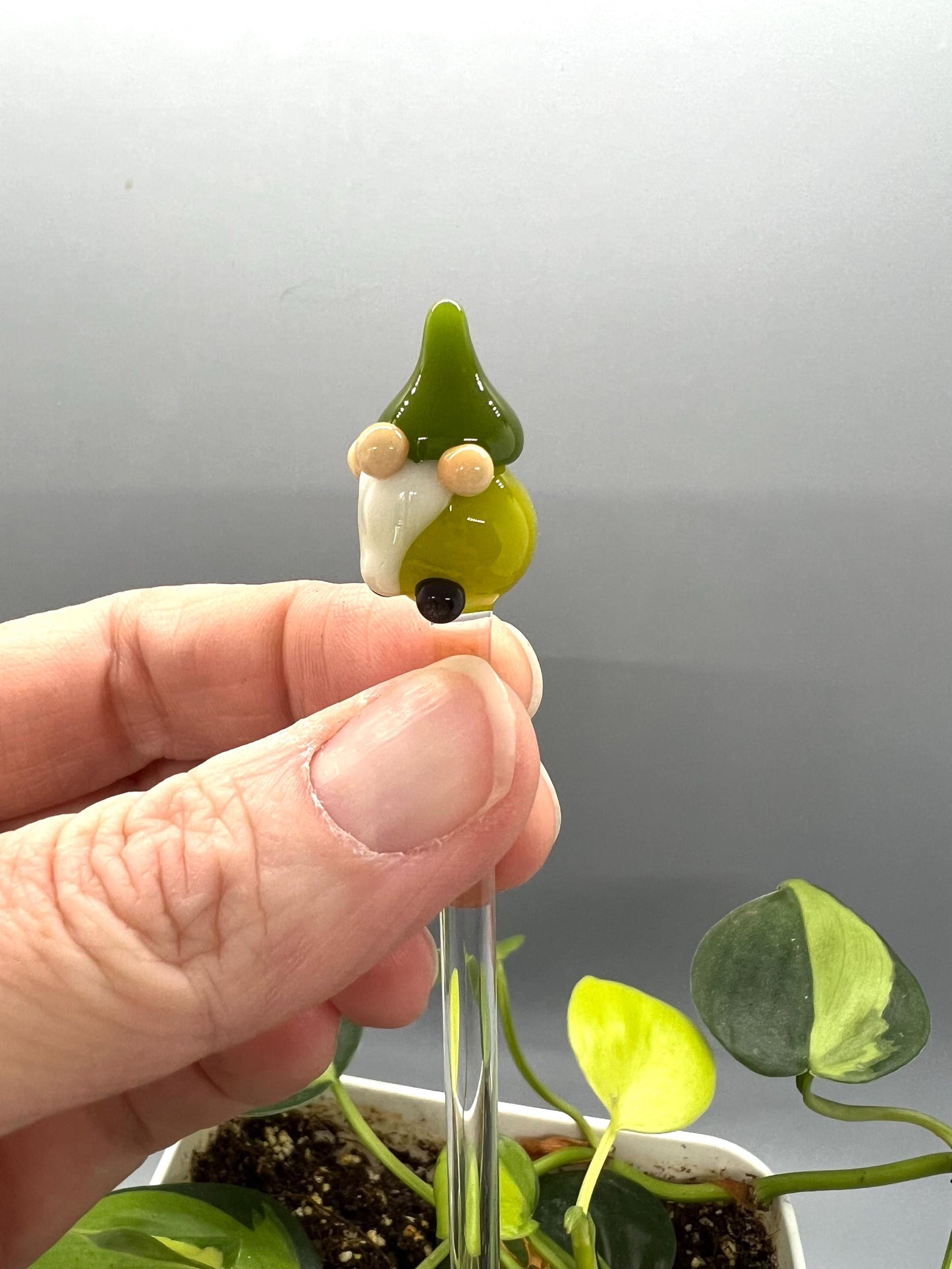 Green Gnome Glass Plant Stake