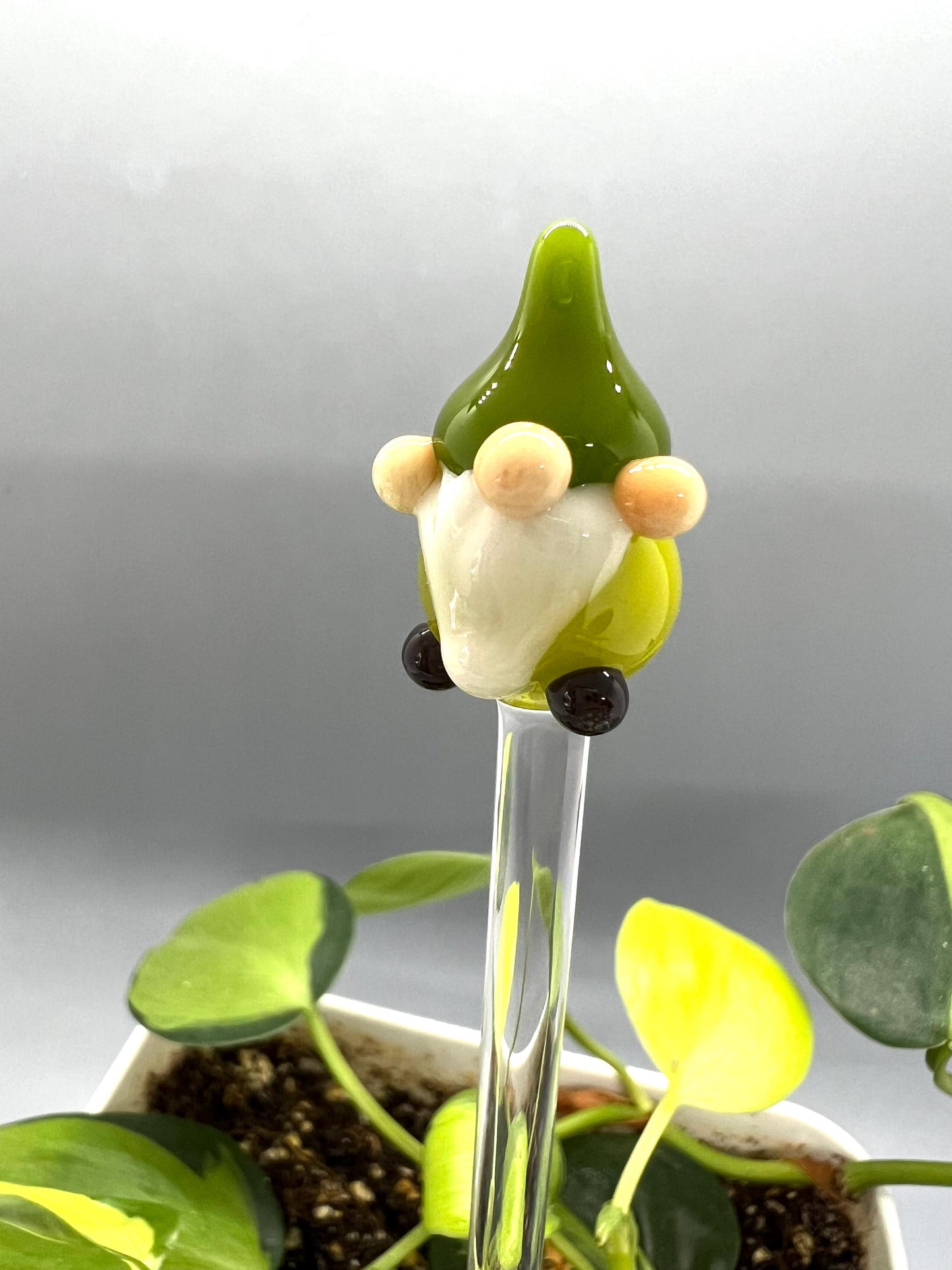 Green Gnome Glass Plant Stake