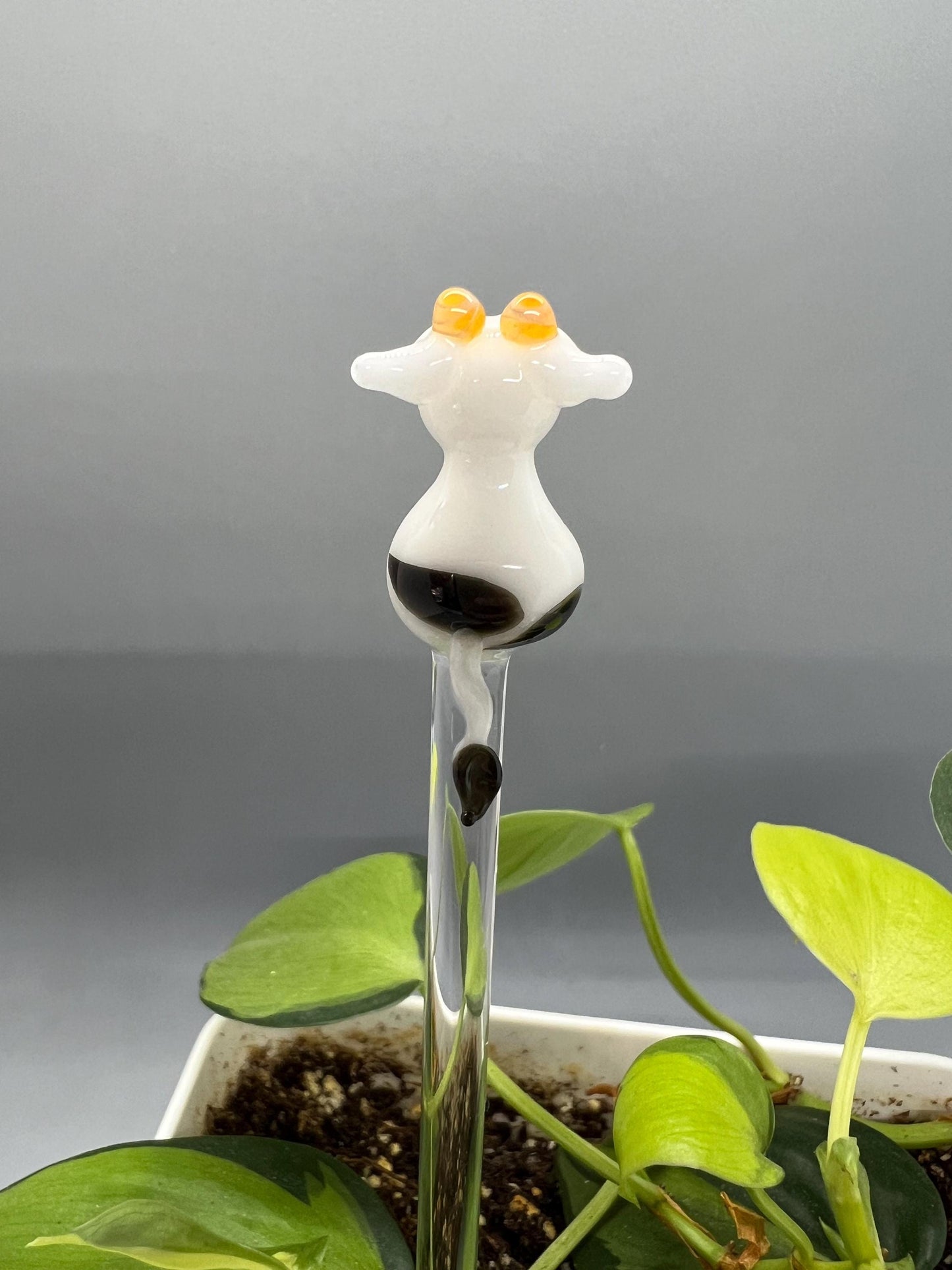 Cow Glass Plant Stake
