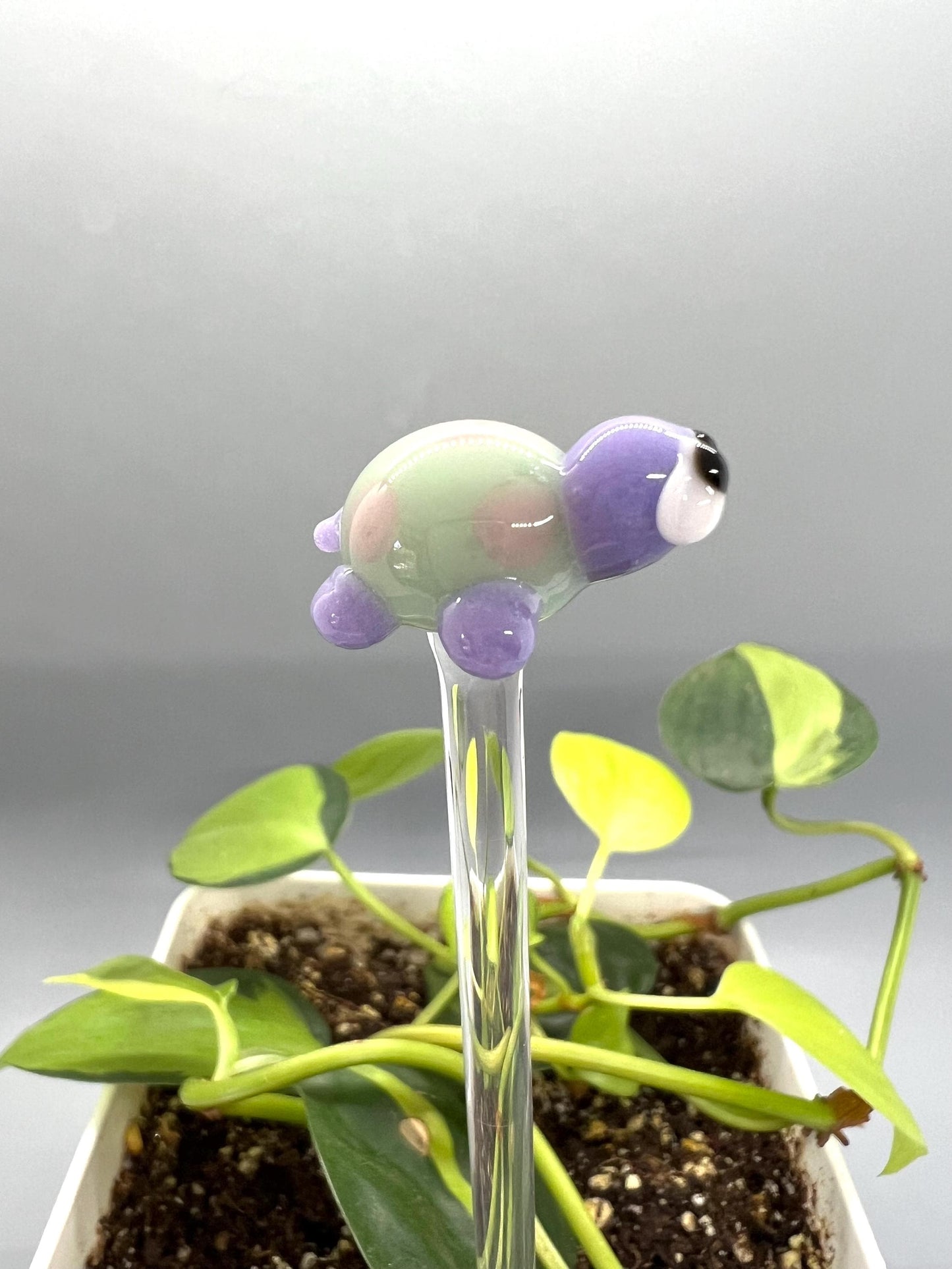 Turtle Glass Plant Stake- Lavender, Mint and Pink Turtle
