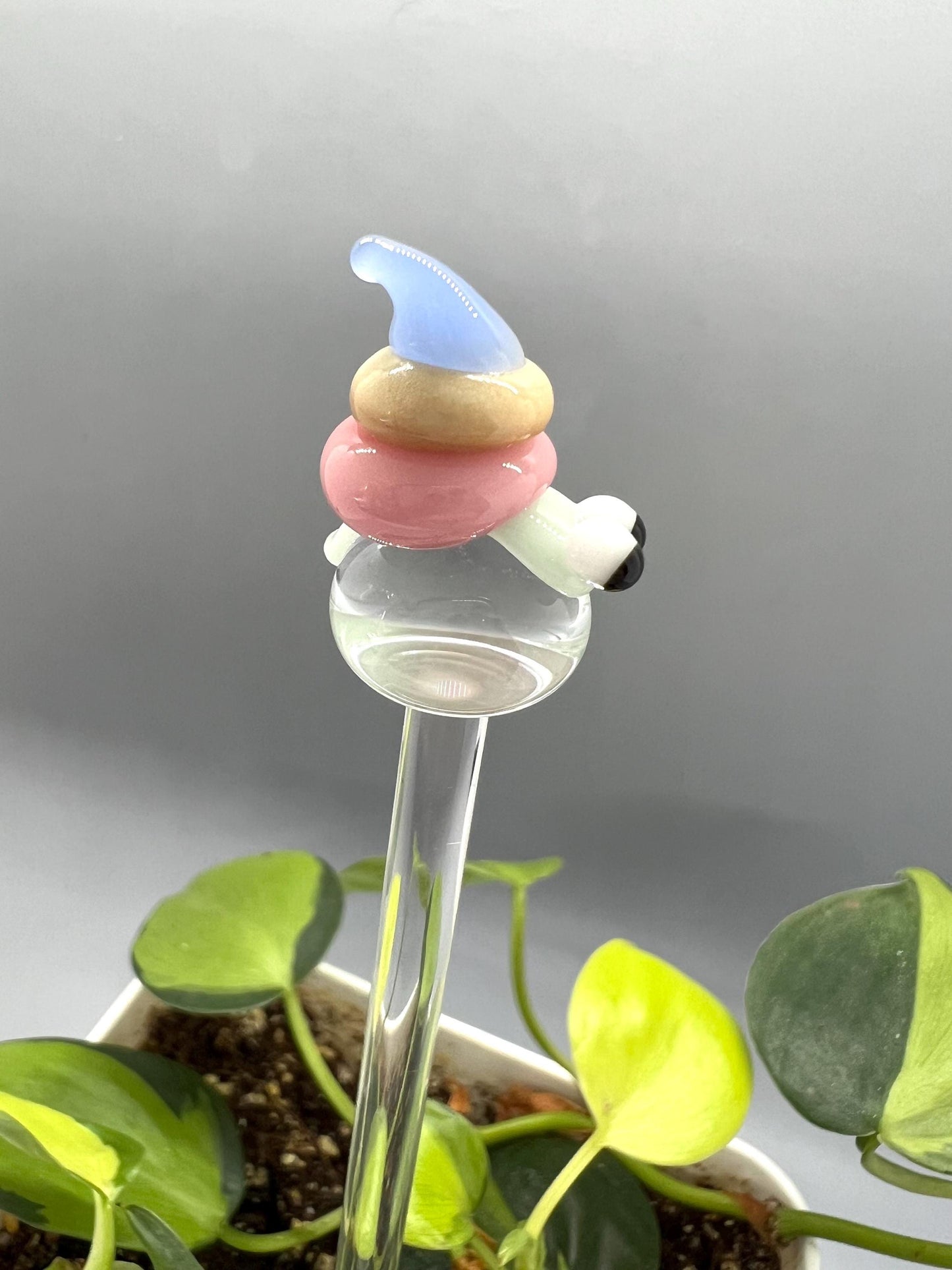 Snail Glass Plant Stake- Pink Peach Blue and Mint
