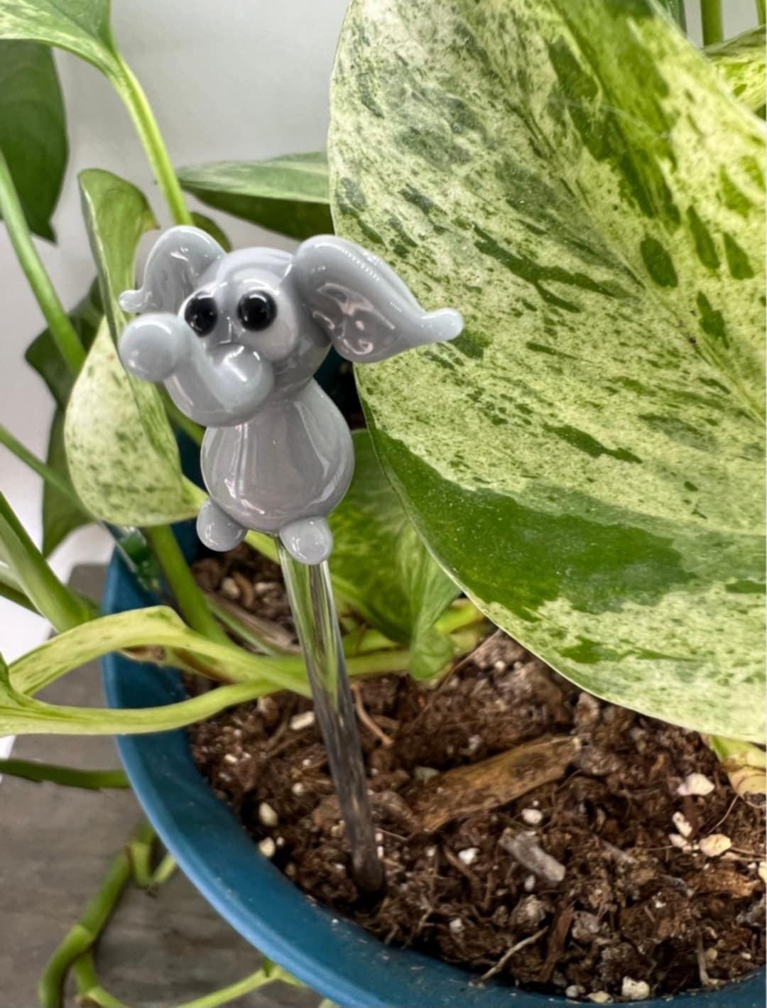Gray Elephant Glass Plant Stake