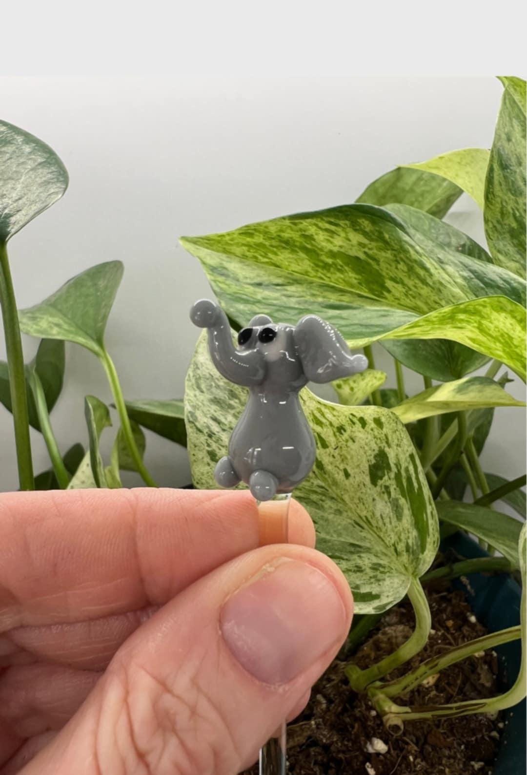 Gray Elephant Glass Plant Stake