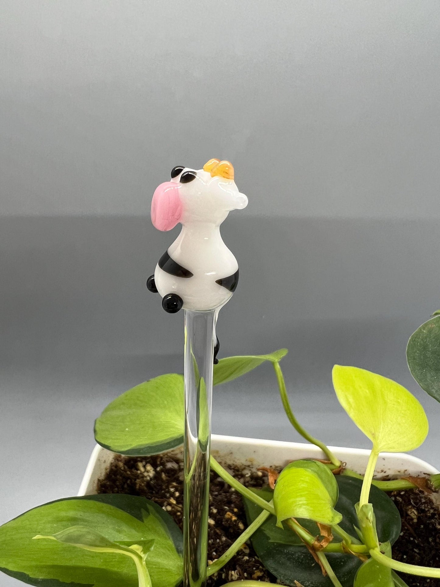 Cow Glass Plant Stake