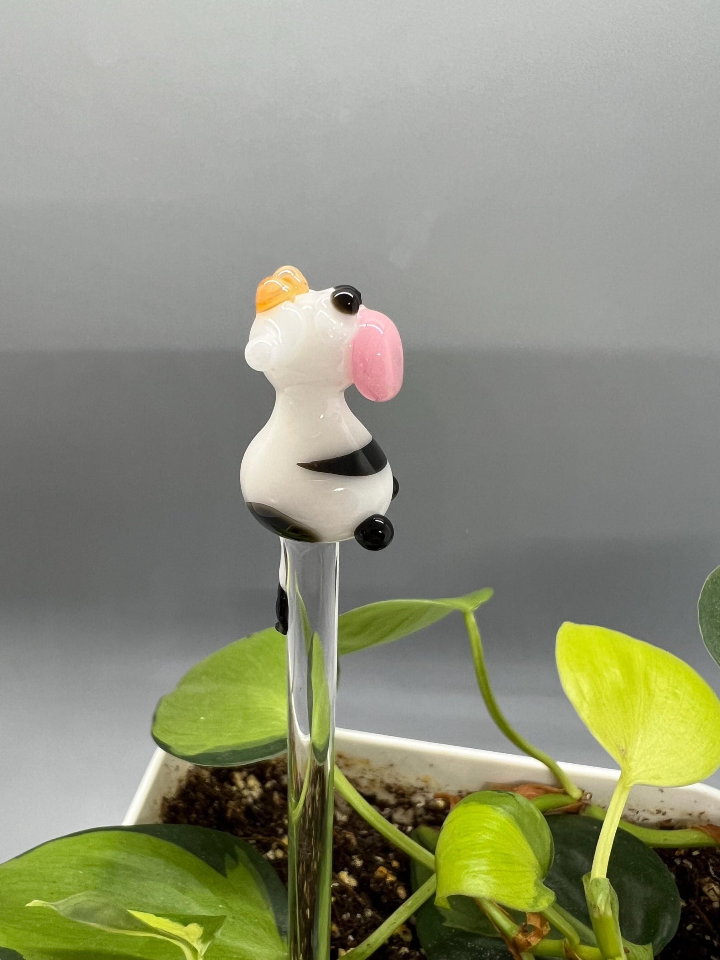 Cow Glass Plant Stake
