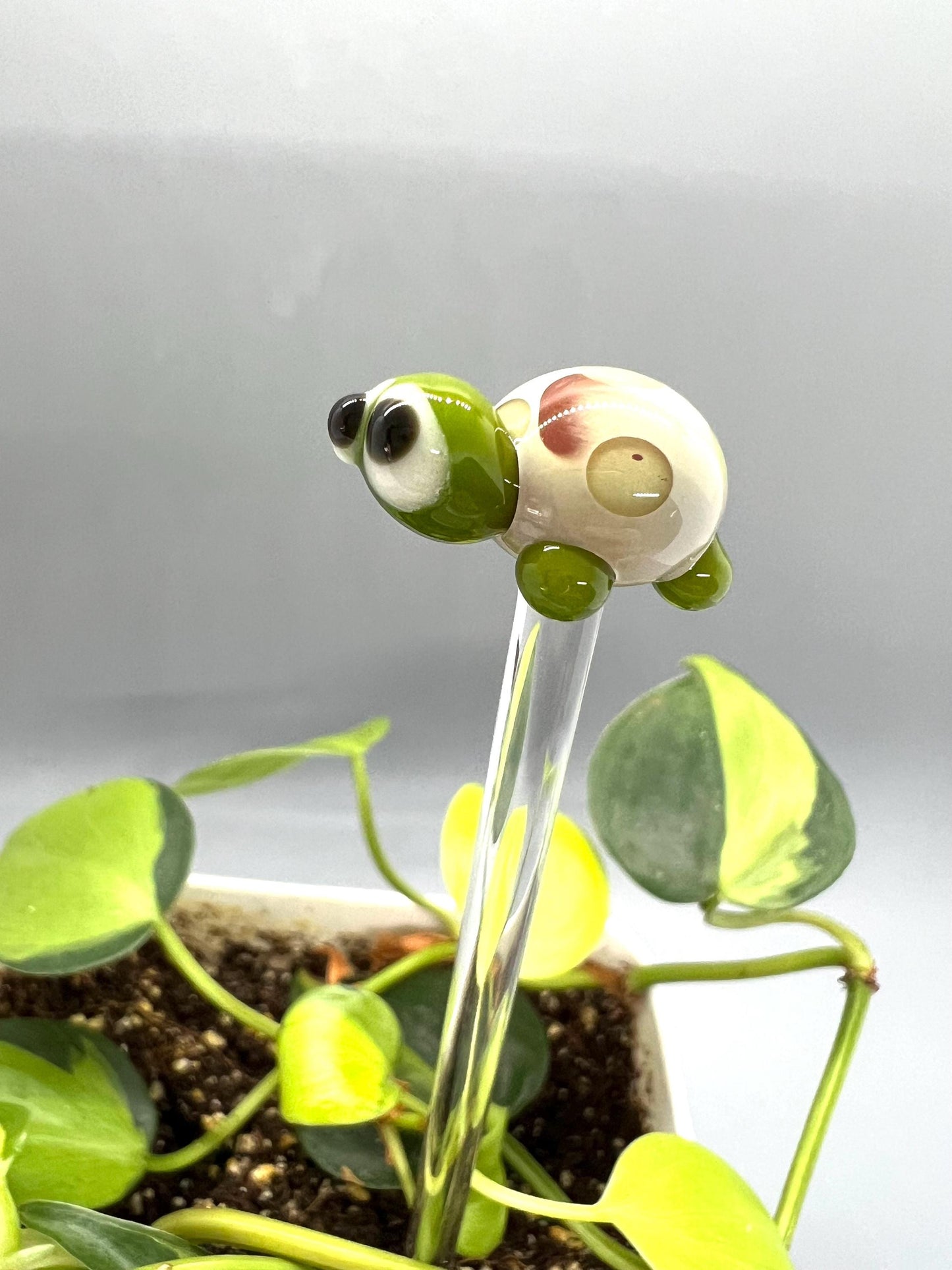 Green and Caramel Spotted Turtle Plant Stake